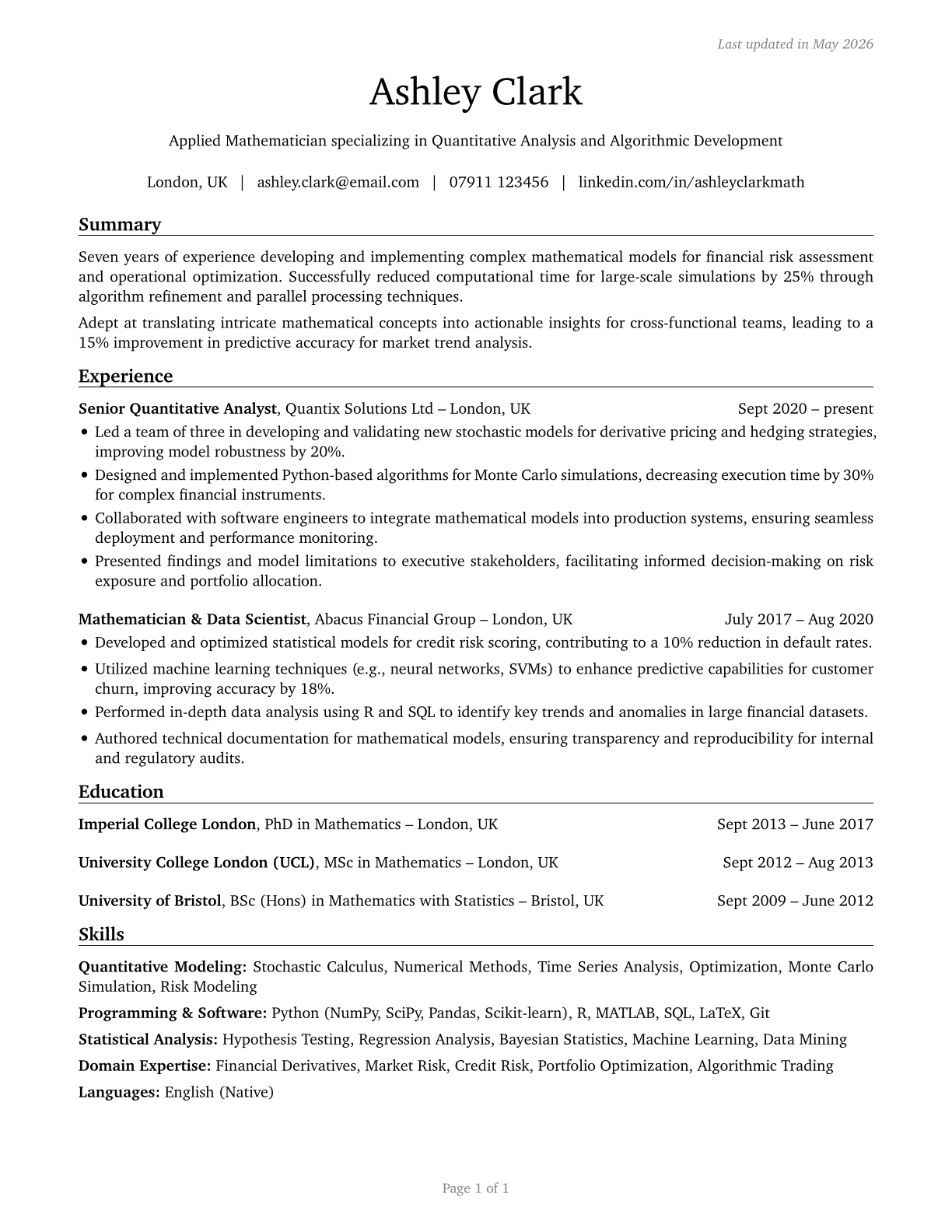 Mathematicians CV in English — page 1