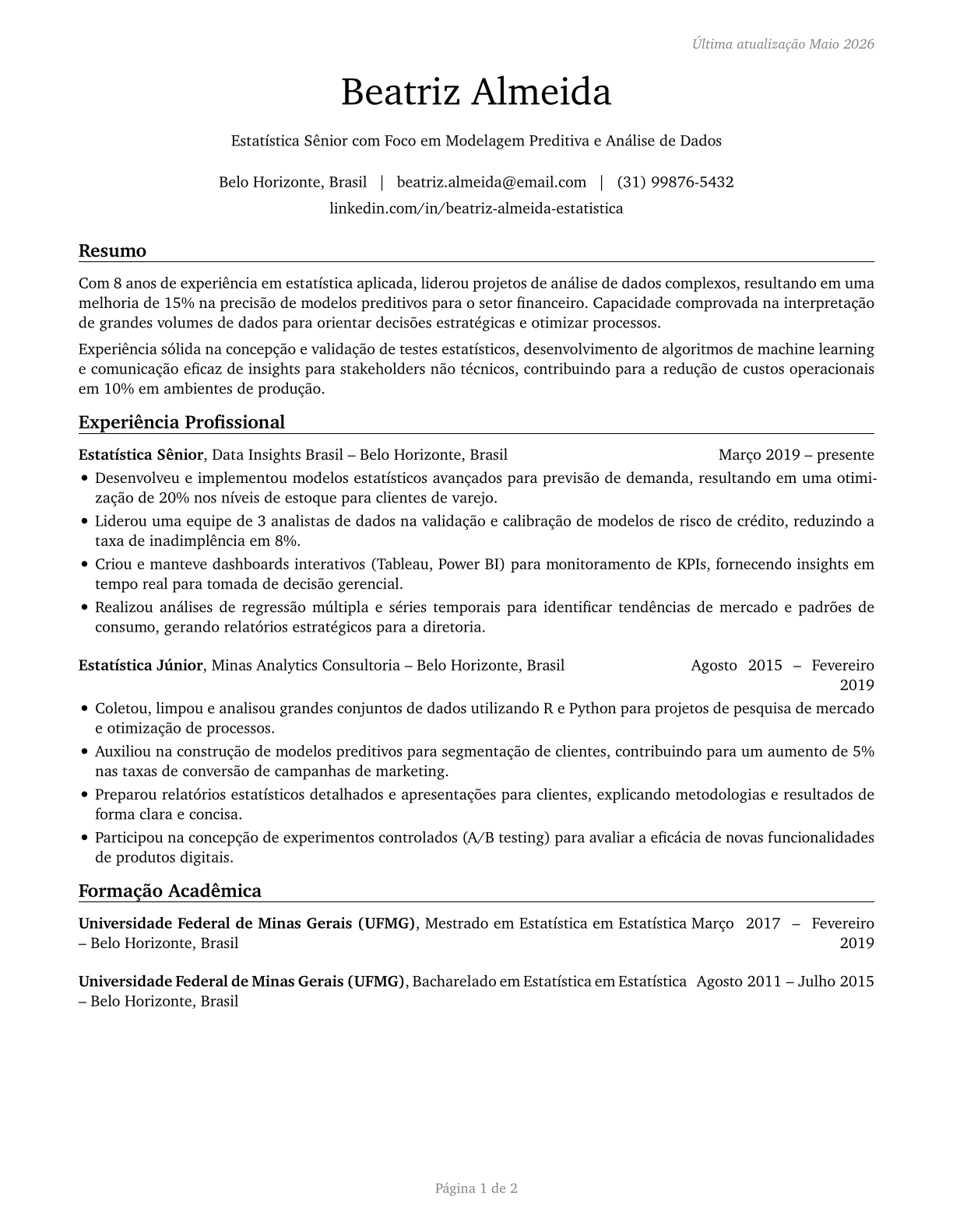 Statisticians CV in Portuguese — page 1