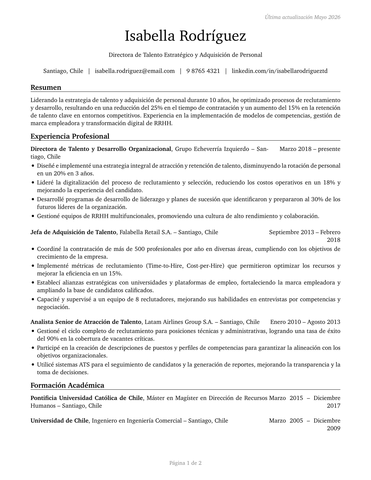 Talent Directors CV in Spanish — page 1