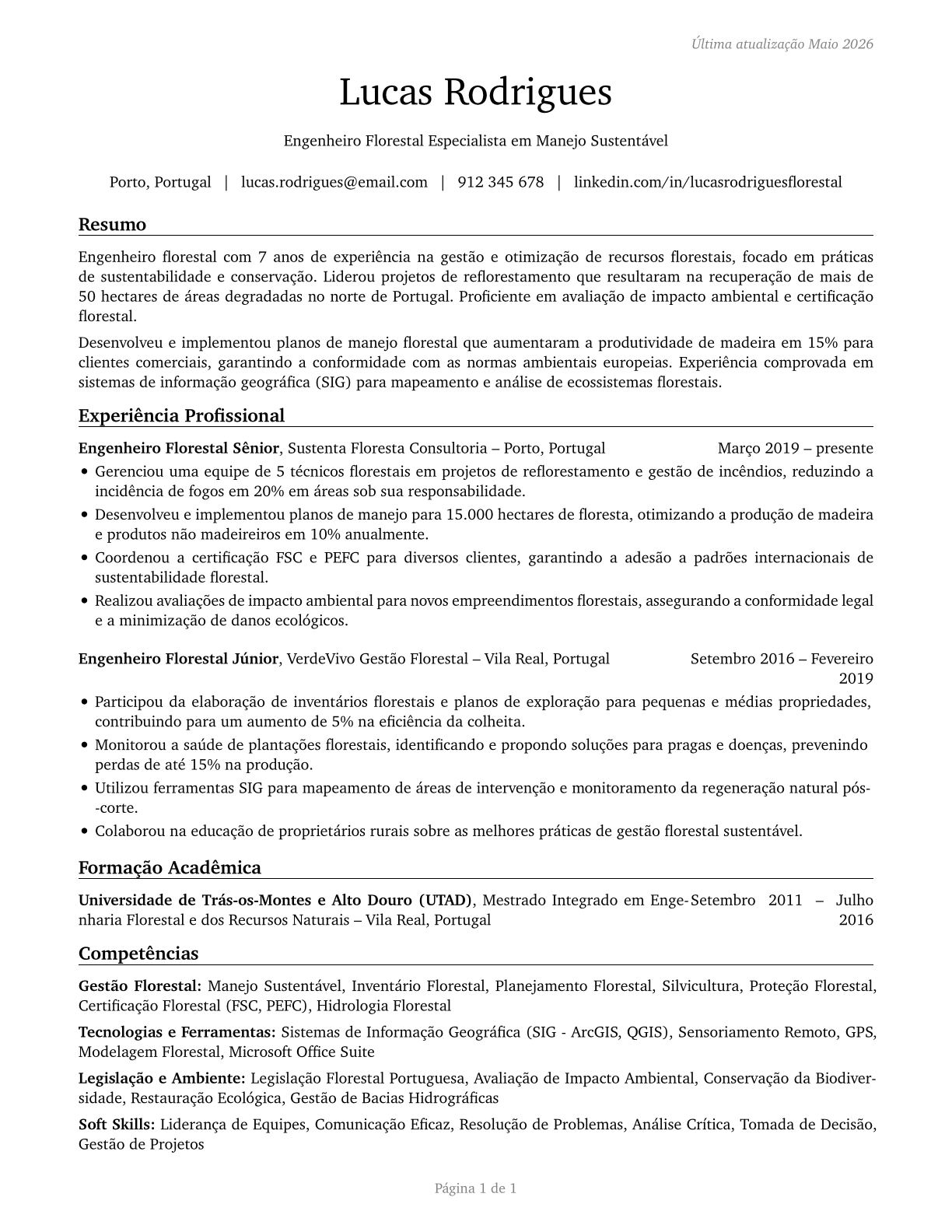 Foresters CV in Portuguese — page 1