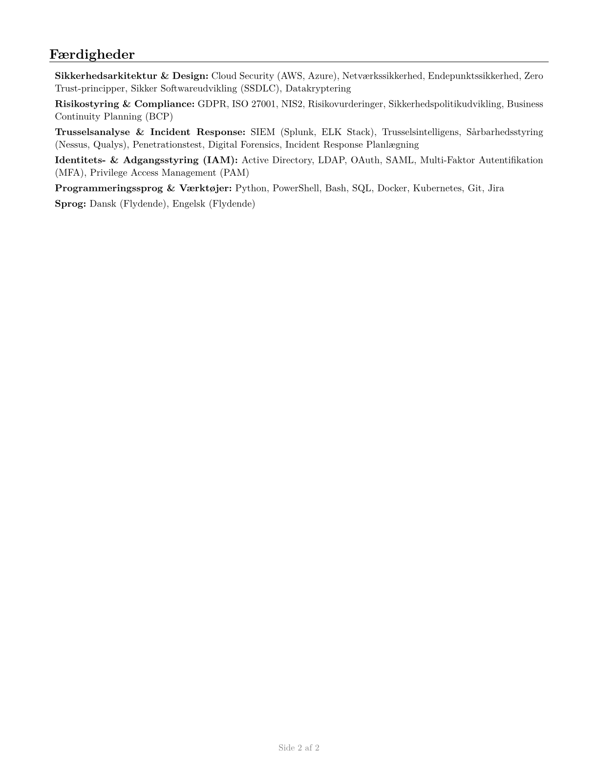 Information Security Engineers CV in Danish — page 2
