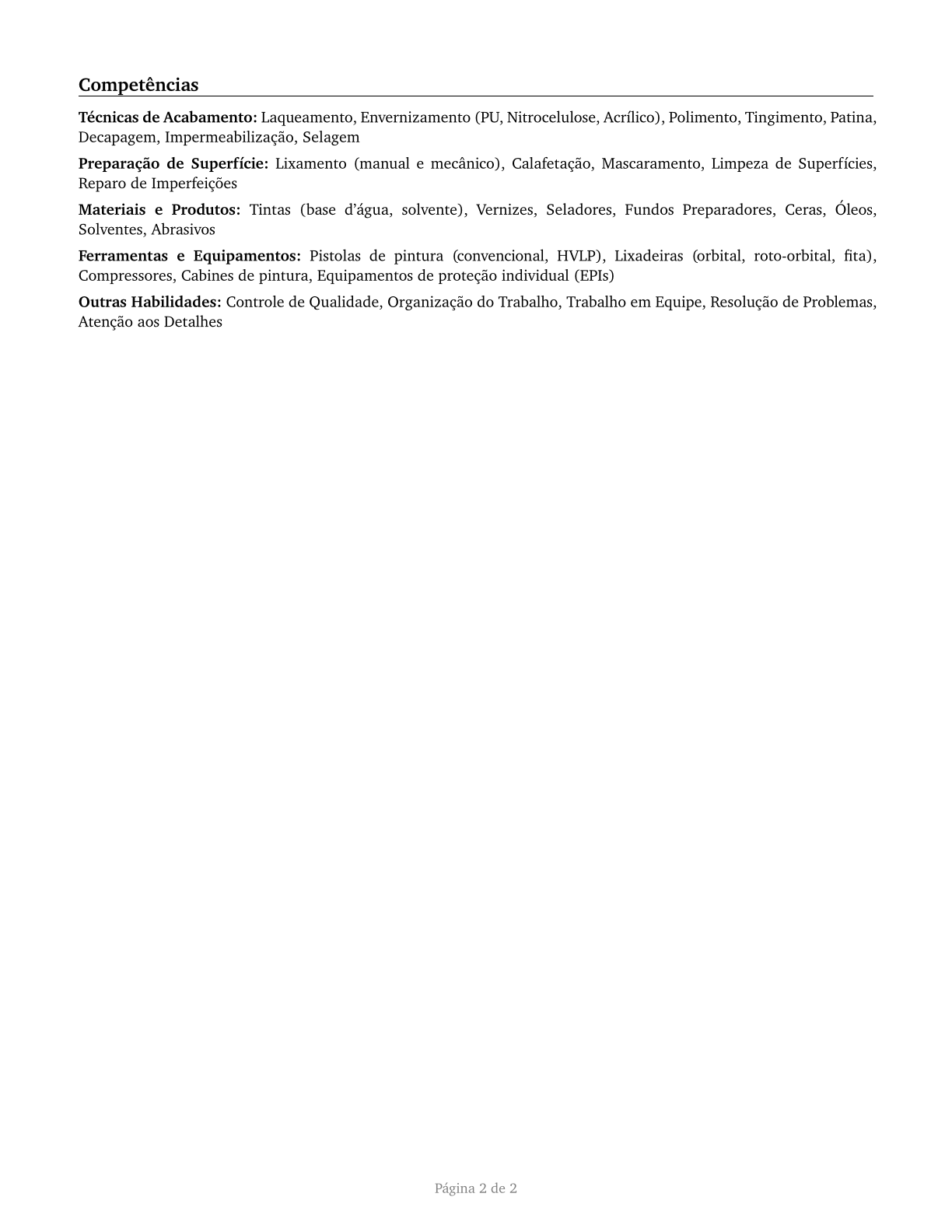 Furniture Finishers CV in Portuguese — page 2