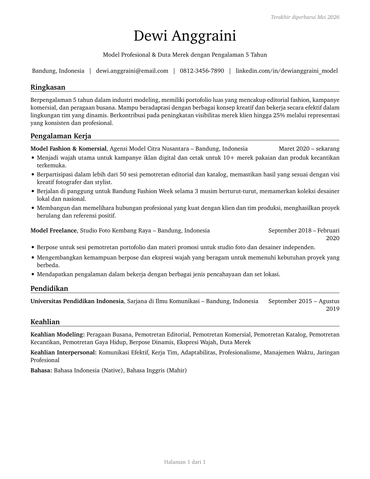 Models CV in Indonesian — page 1