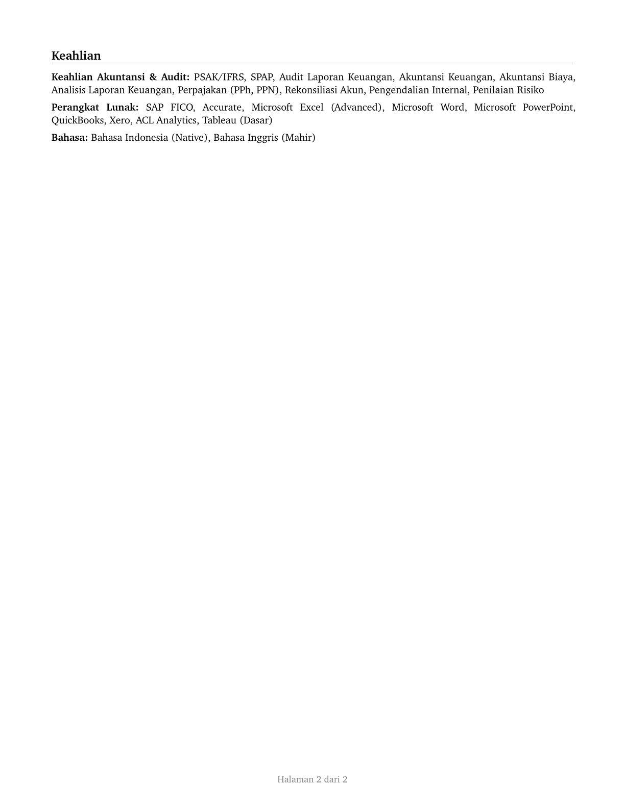 Accountants and Auditors CV in Indonesian — page 2