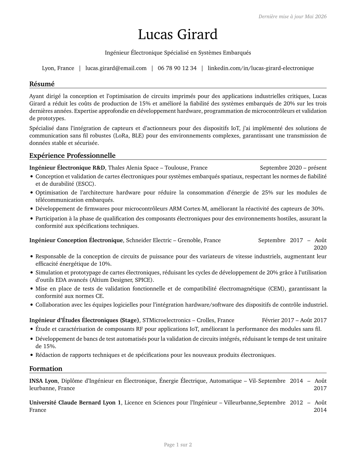 Electronics Engineers, Except Computer CV in French — page 1