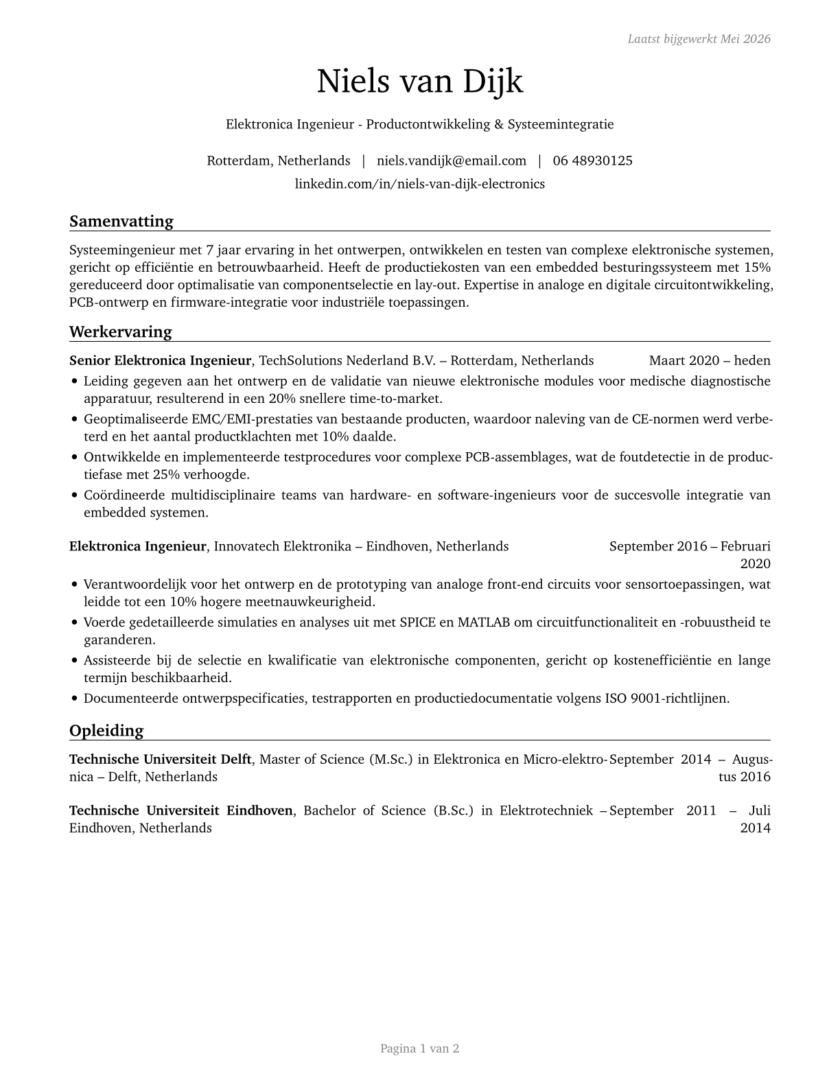 Electronics Engineers, Except Computer CV in Dutch — page 1