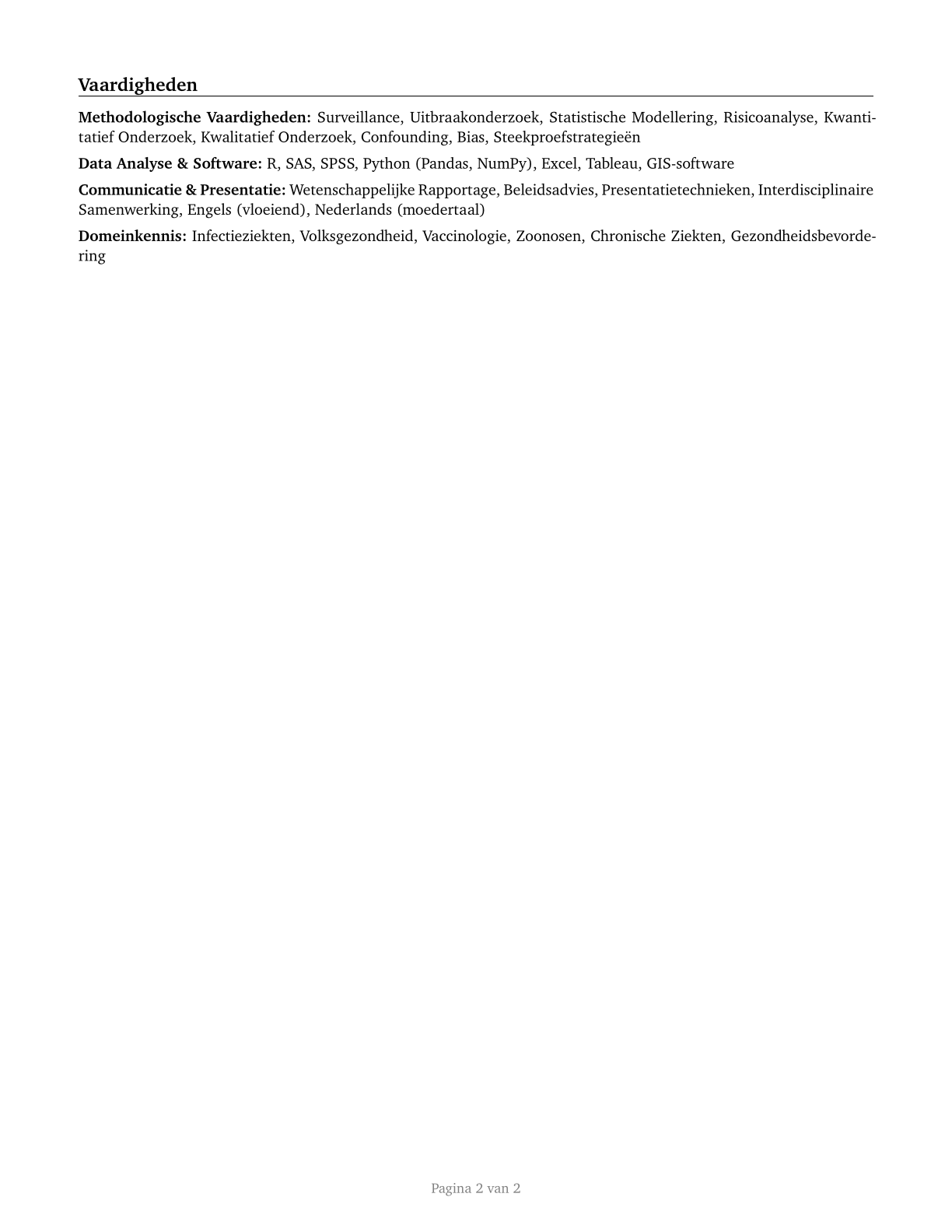 Epidemiologists CV in Dutch — page 2