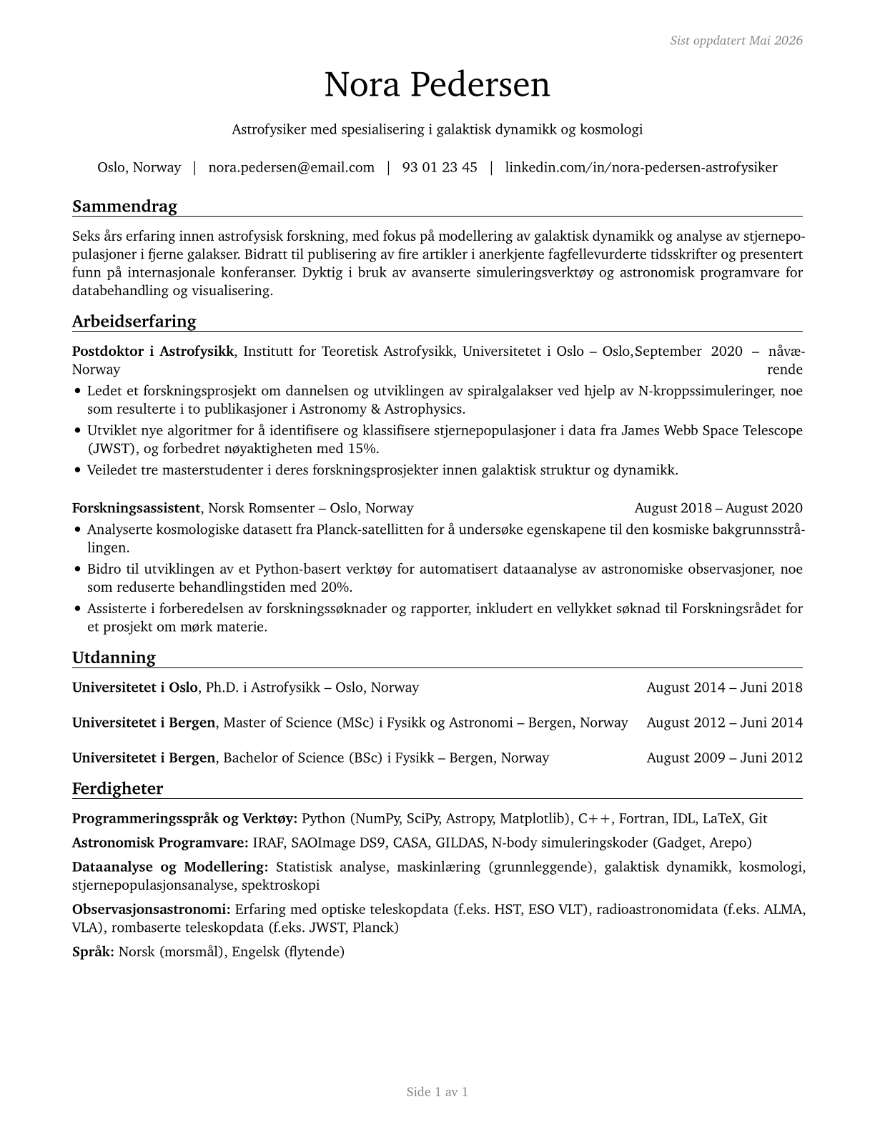 Astronomers CV in Norwegian_bokmal — page 1