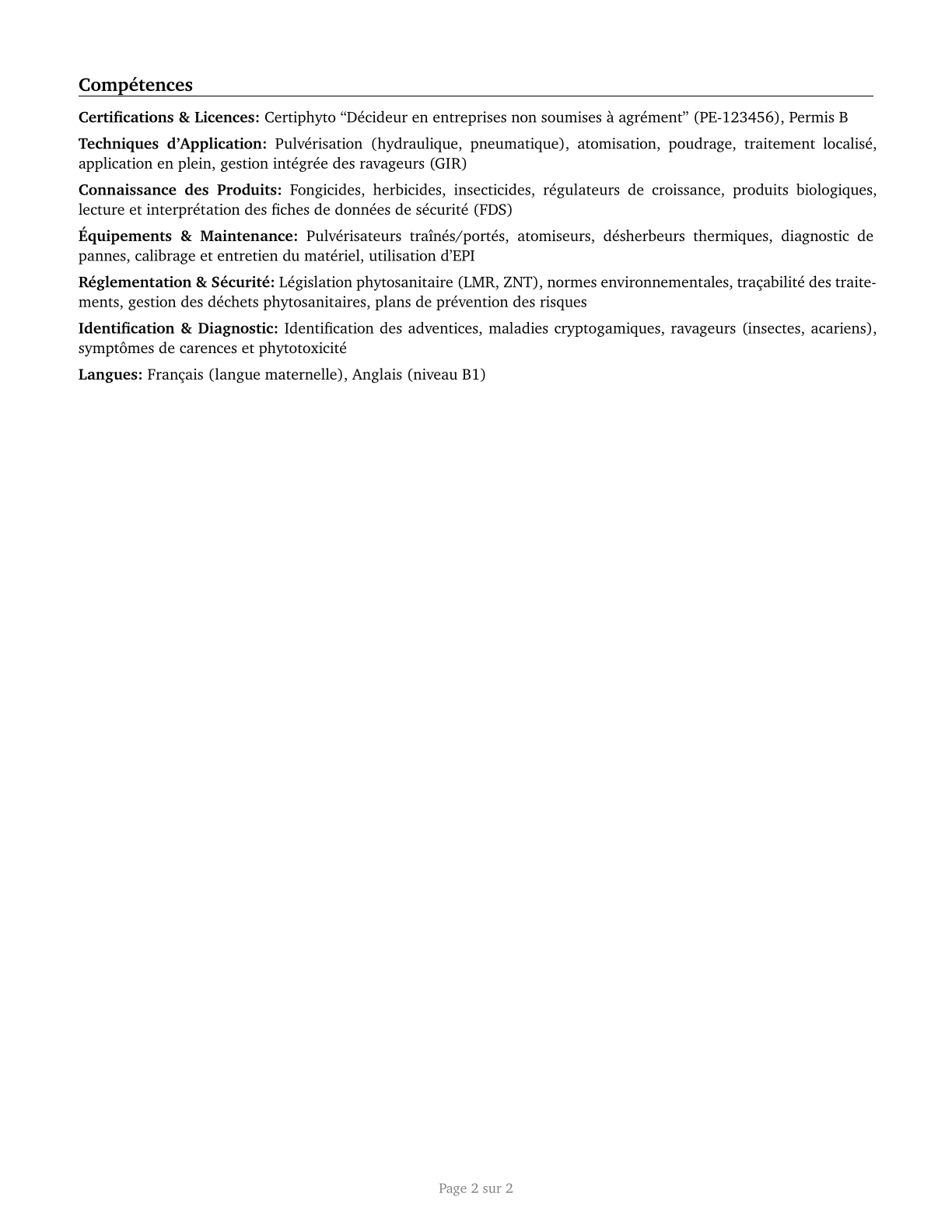 Pesticide Handlers, Sprayers, and Applicators, Vegetation CV in French — page 2