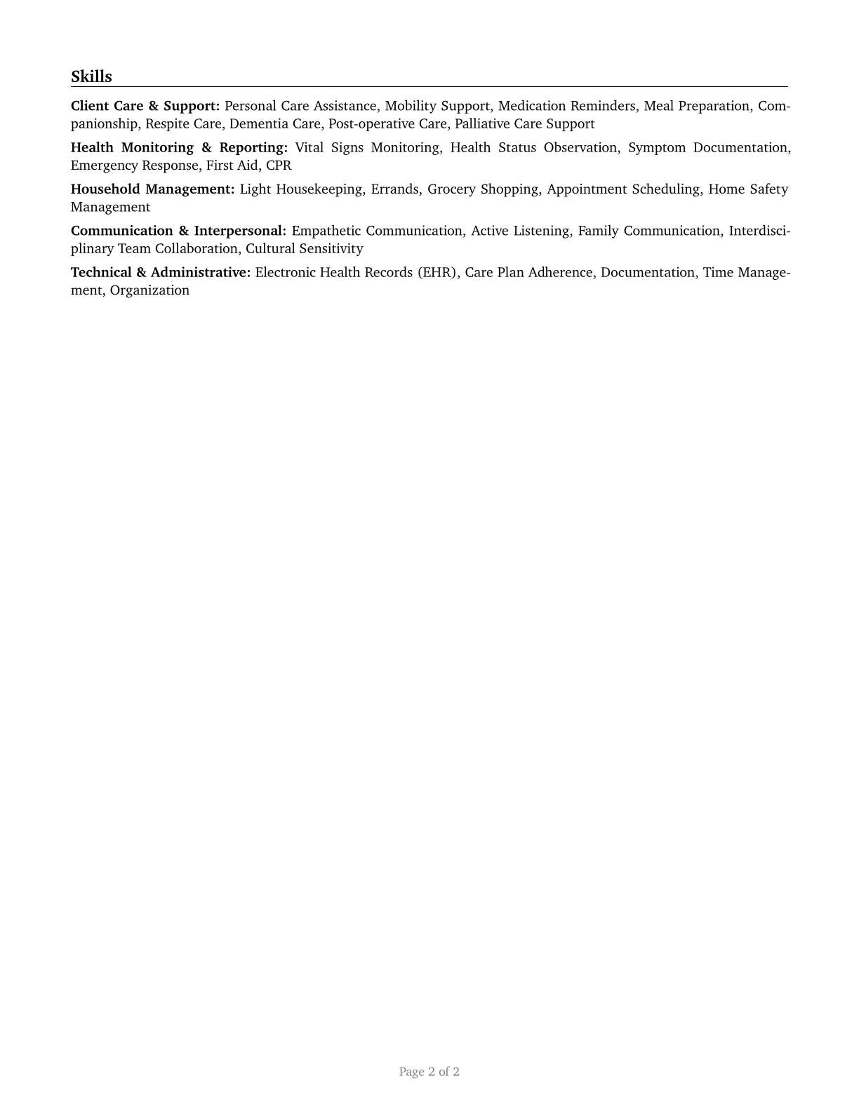 Home Health Aides CV in English — page 2