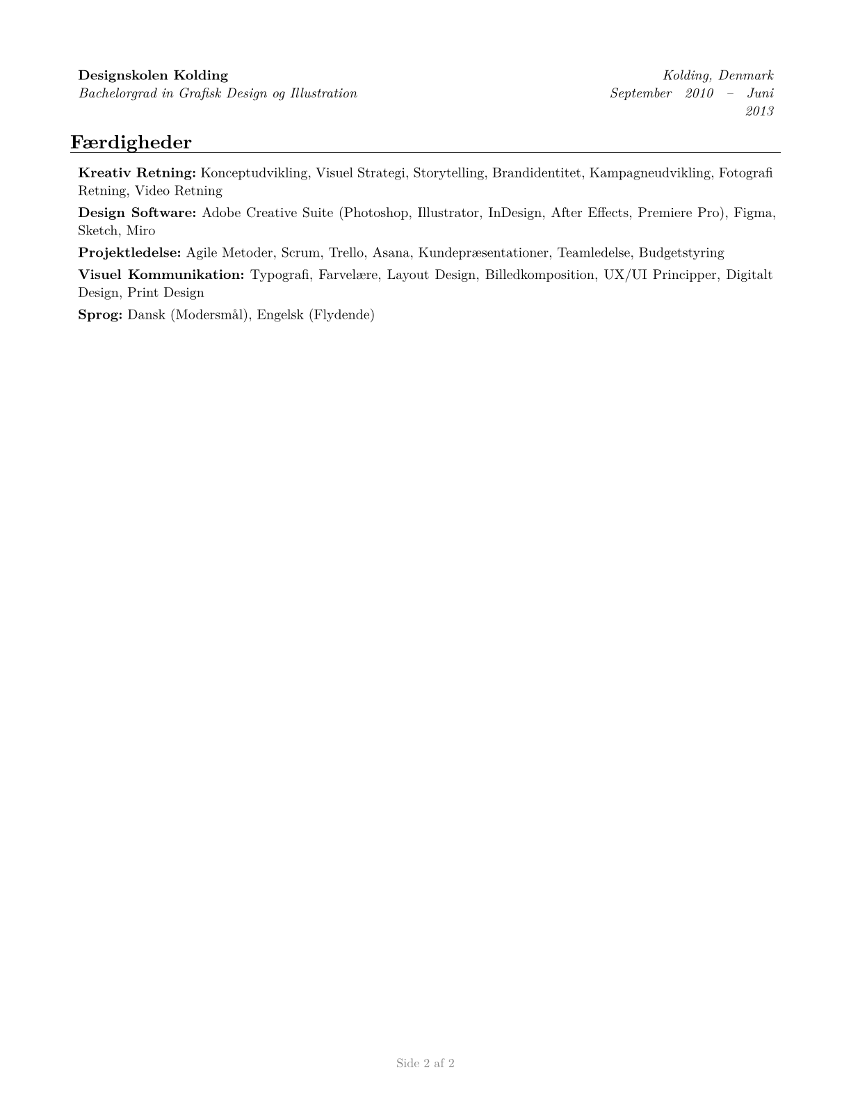 Art Directors CV in Danish — page 2