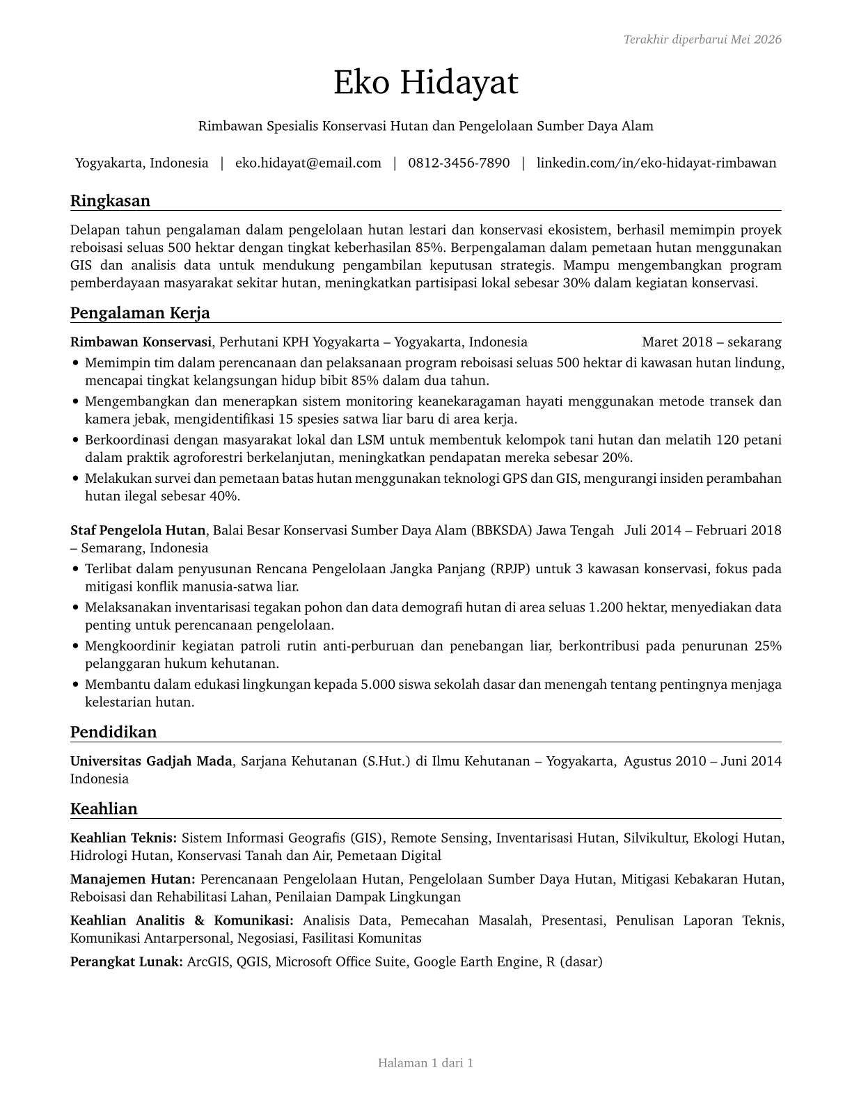 Foresters CV in Indonesian — page 1