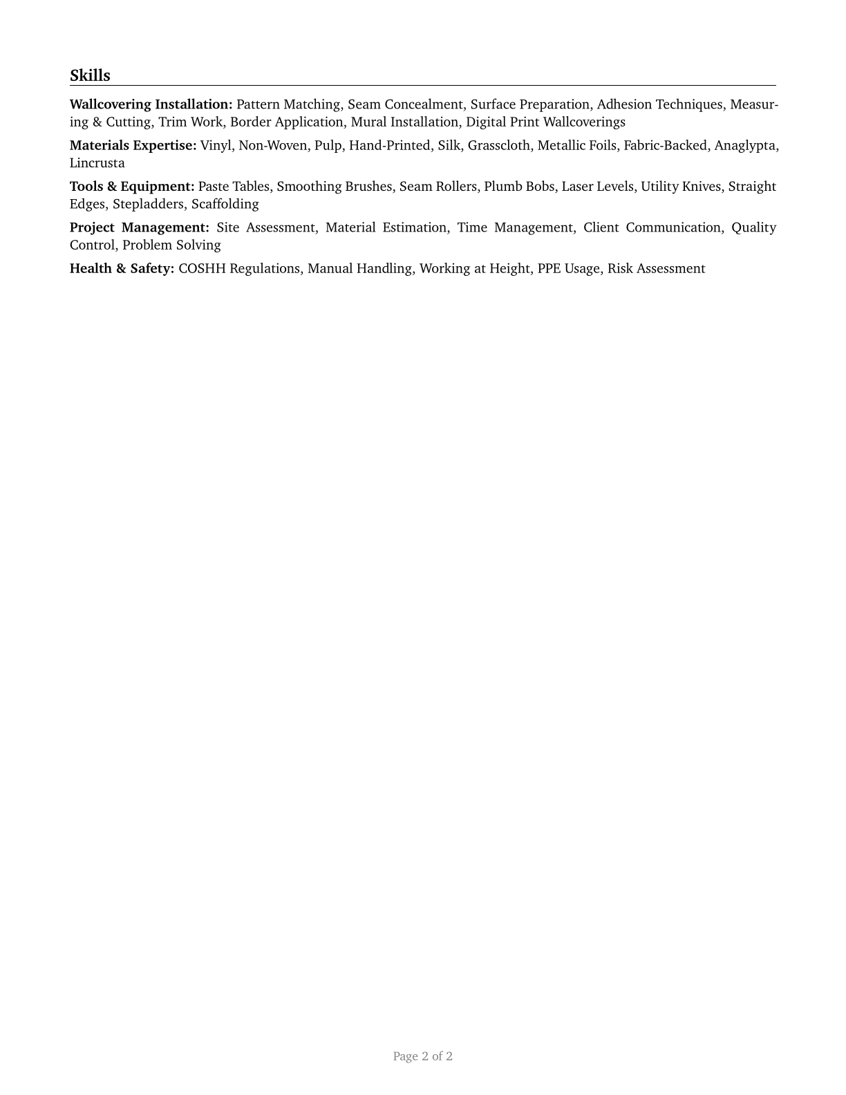 Paperhangers CV in English — page 2