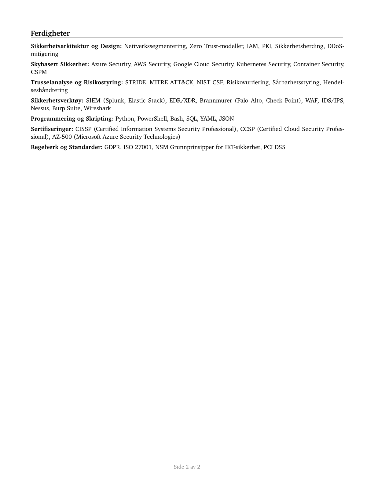 Information Security Engineers CV in Norwegian_bokmal — page 2