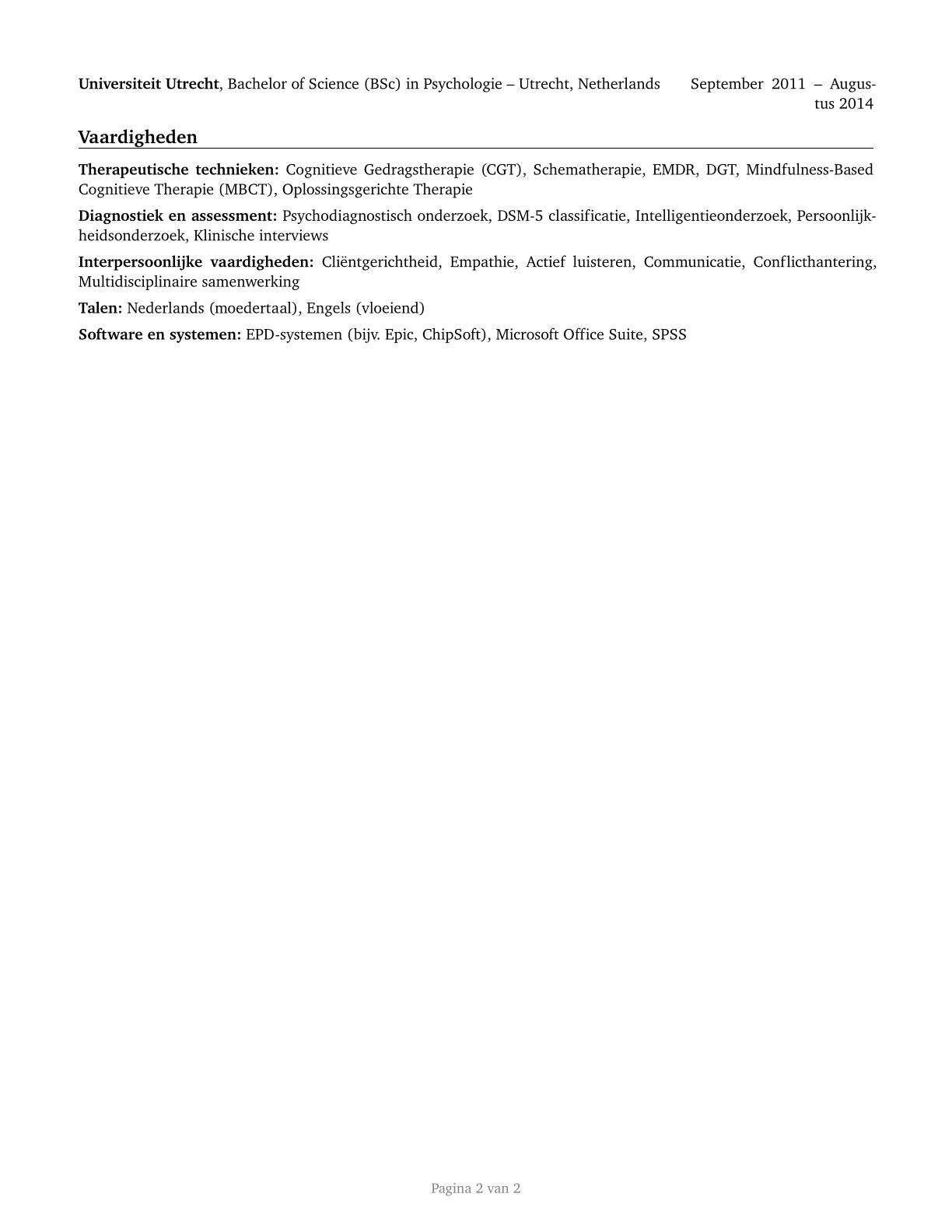 Psychologists, All Other CV in Dutch — page 2