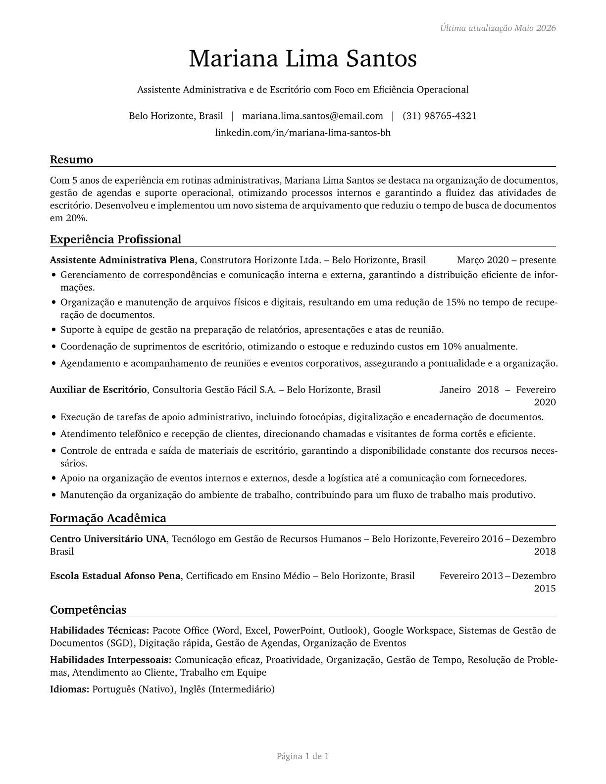 Office Clerks, General CV in Portuguese — page 1