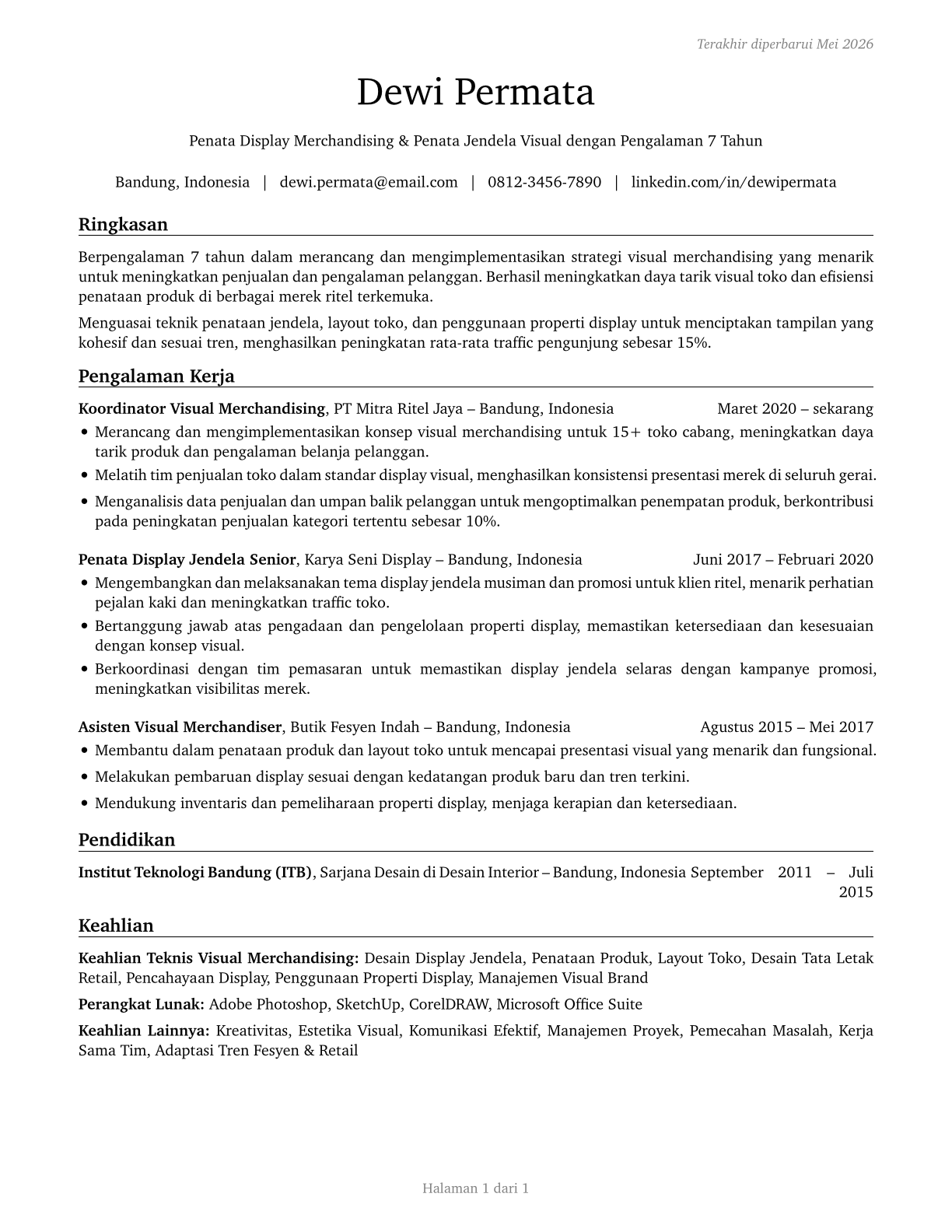 Merchandise Displayers and Window Trimmers CV in Indonesian — page 1