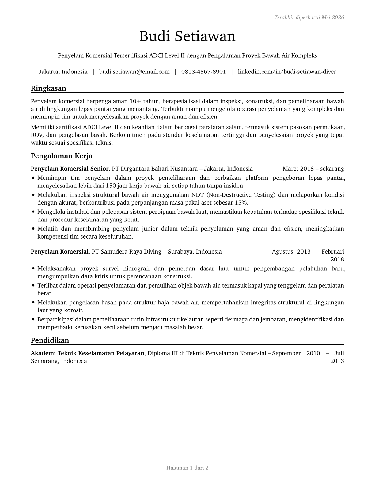 Commercial Divers CV in Indonesian — page 1