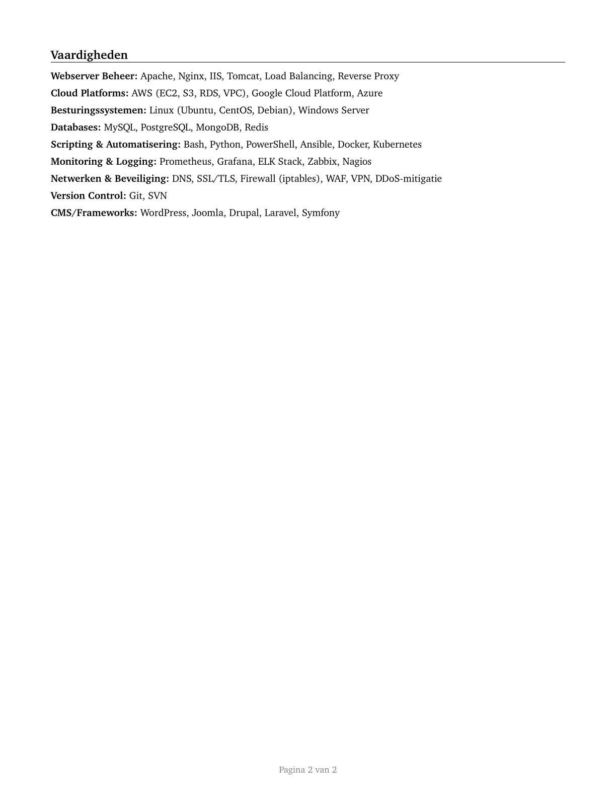 Web Administrators CV in Dutch — page 2
