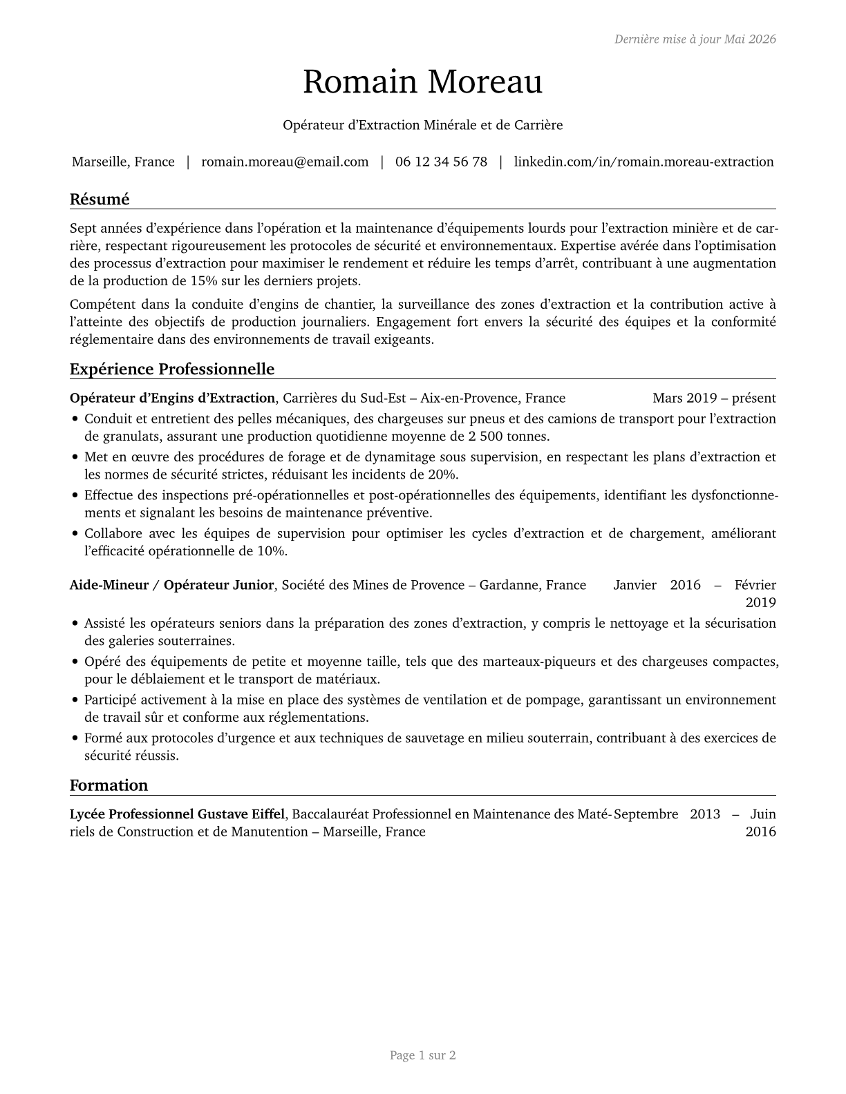 Helpers--Extraction Workers CV in French — page 1