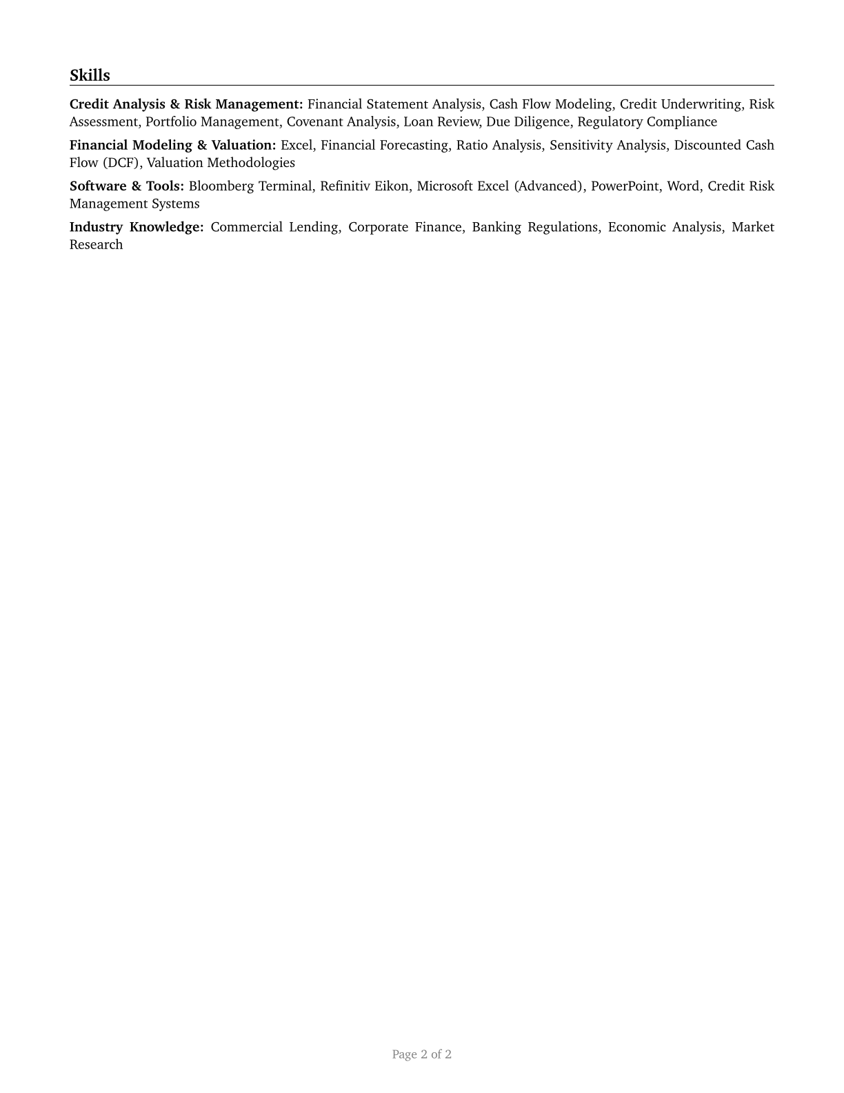 Credit Analysts CV in English — page 2