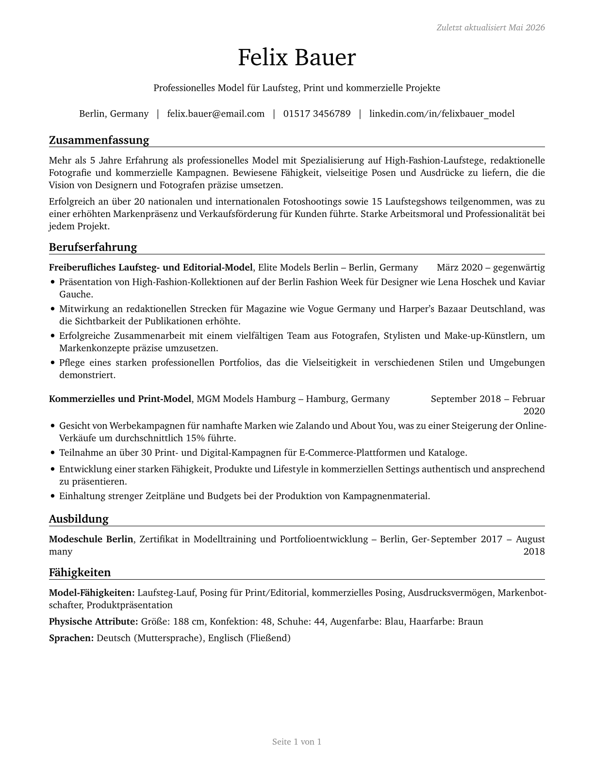Models CV in German — page 1