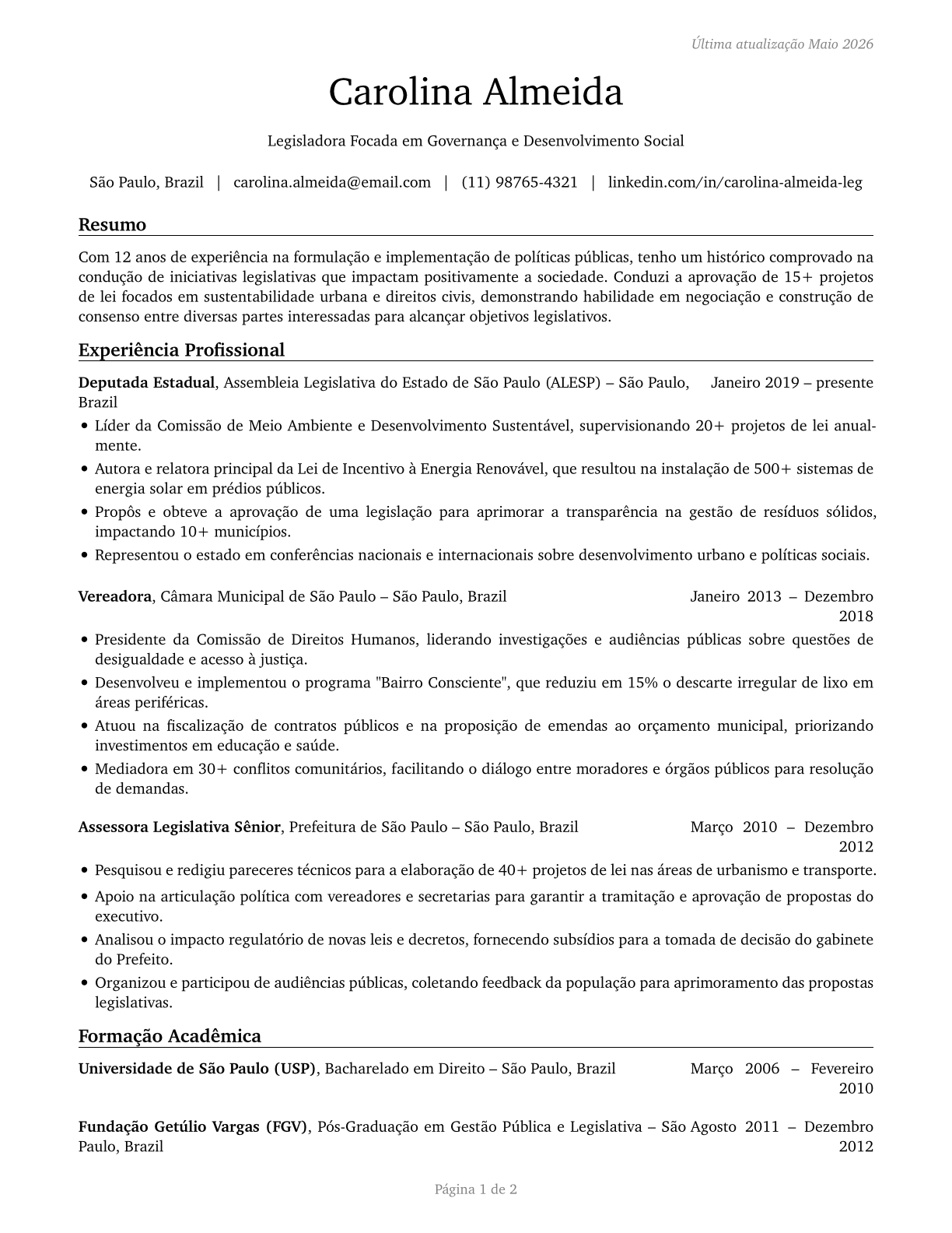Legislators CV in Portuguese — page 1