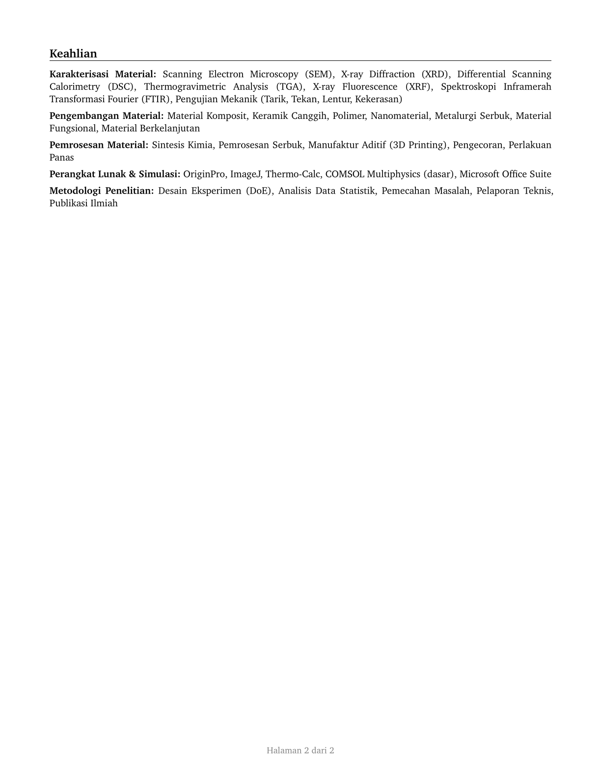 Materials Scientists CV in Indonesian — page 2