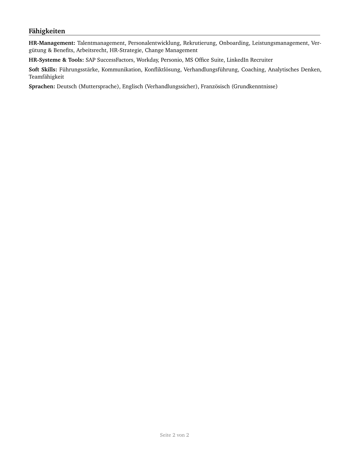 Human Resources Managers CV in German — page 2