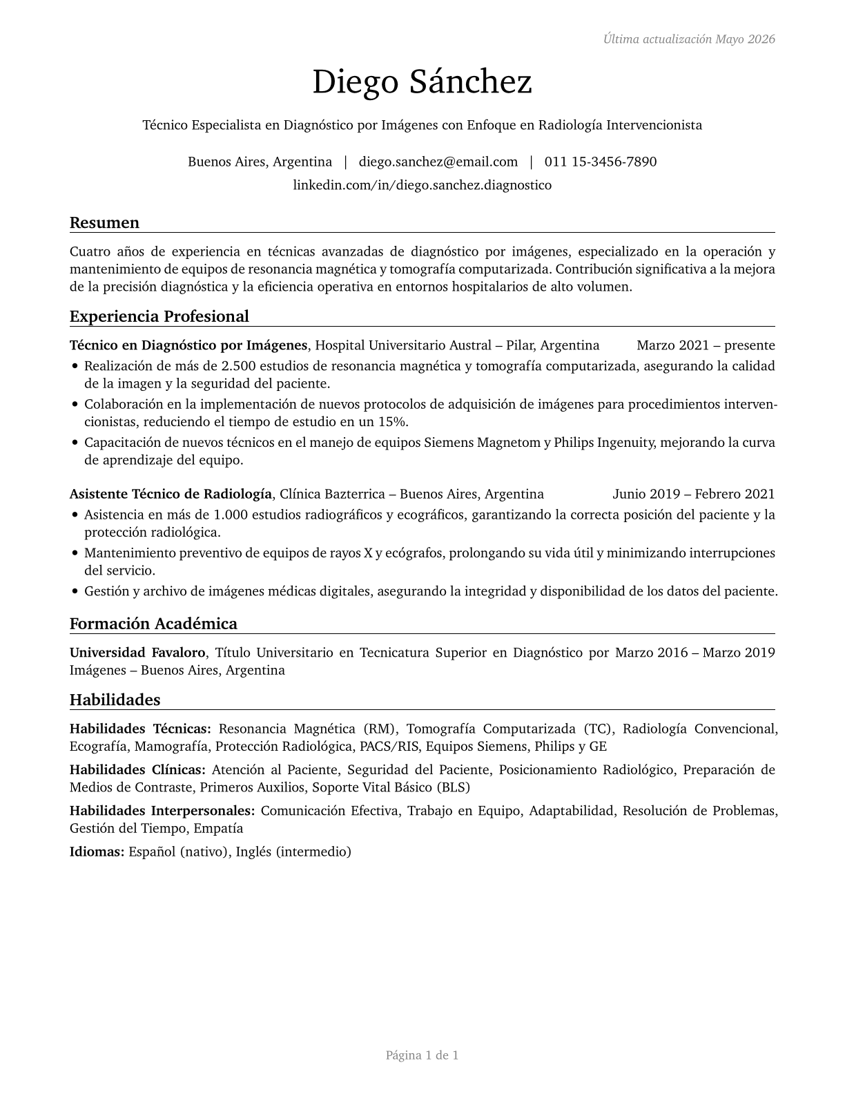 Healthcare Practitioners and Technical Workers, All Other CV in Spanish — page 1