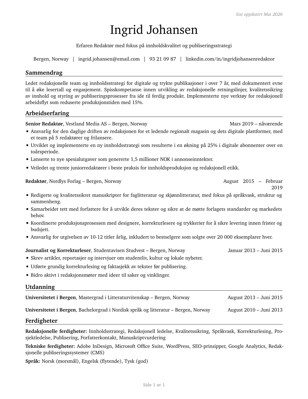 Editors CV in Norwegian_bokmal — page 1