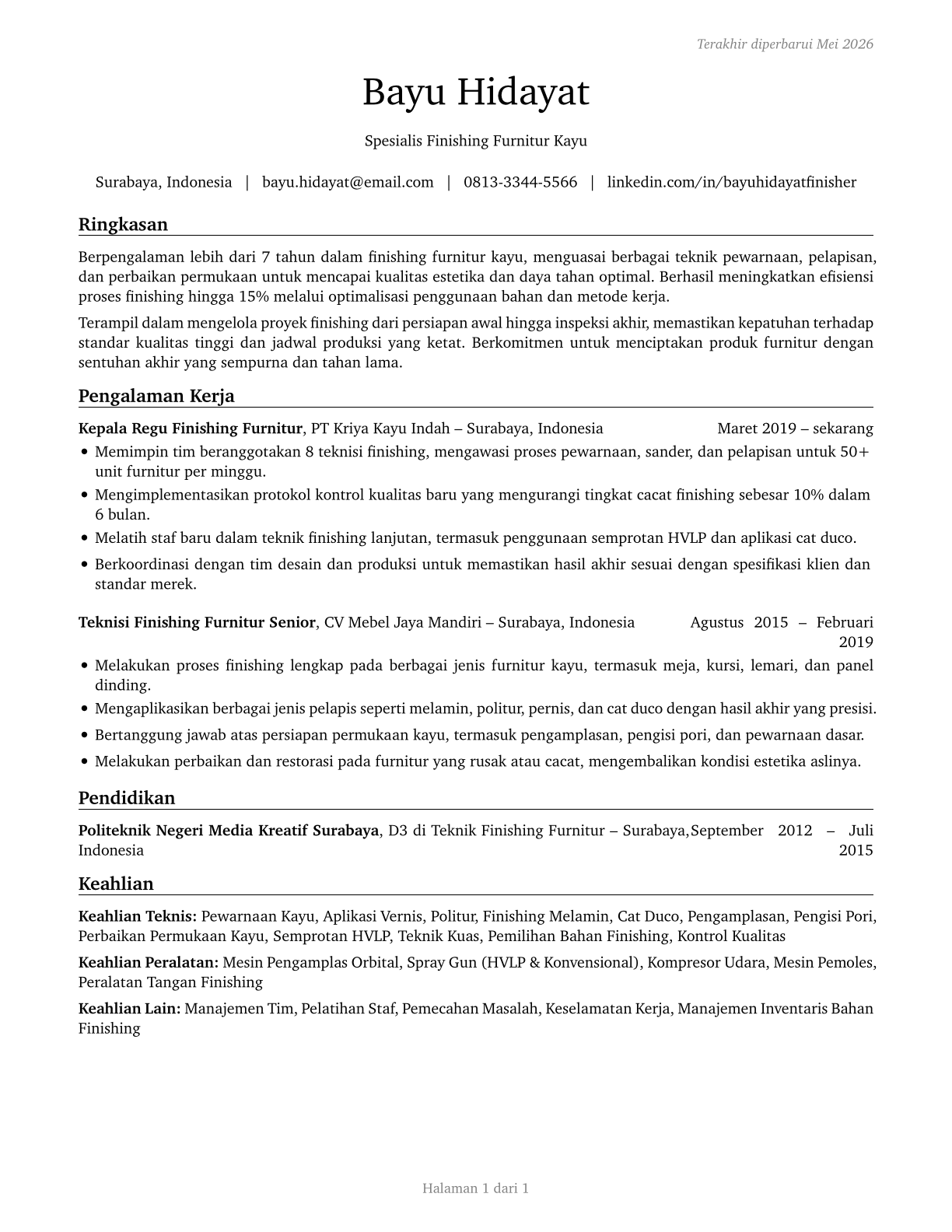 Furniture Finishers CV in Indonesian — page 1