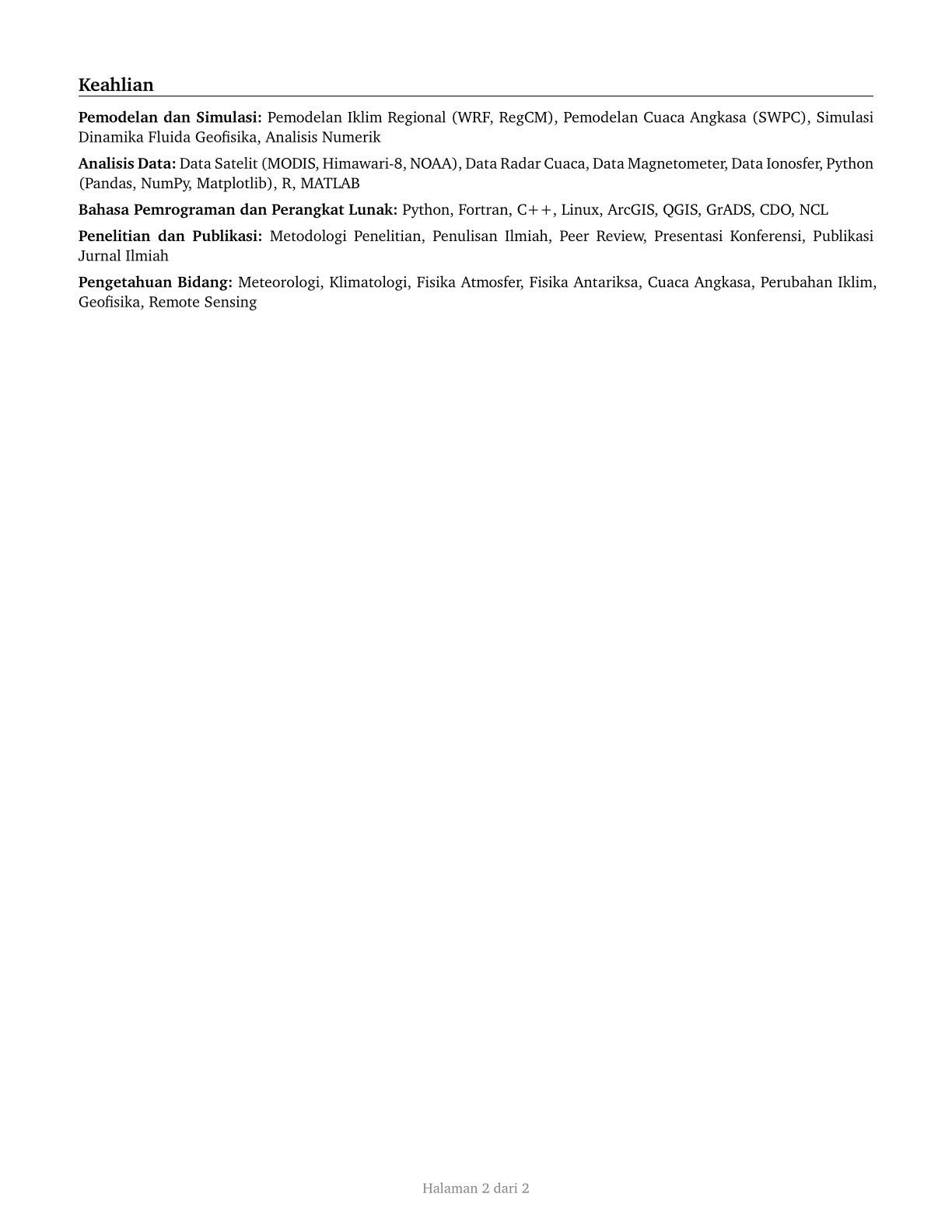 Atmospheric and Space Scientists CV in Indonesian — page 2