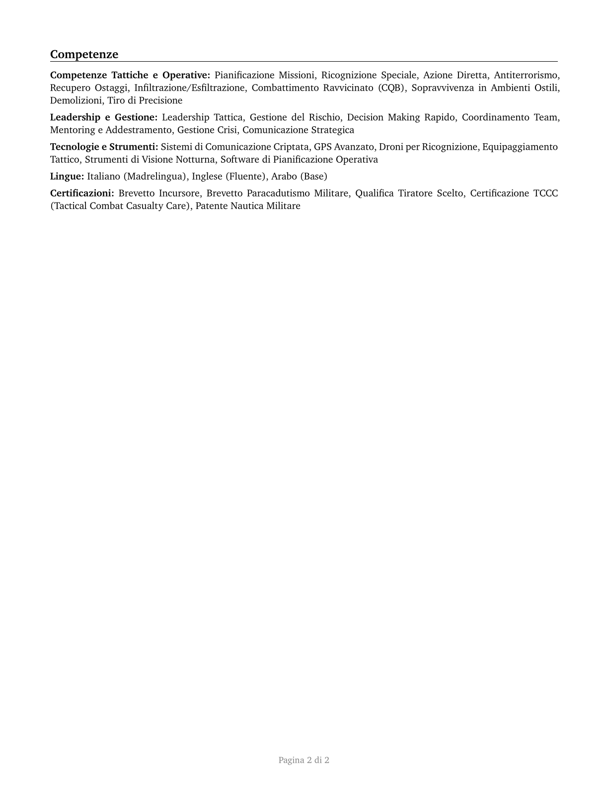 Special Forces Officers CV in Italian — page 2
