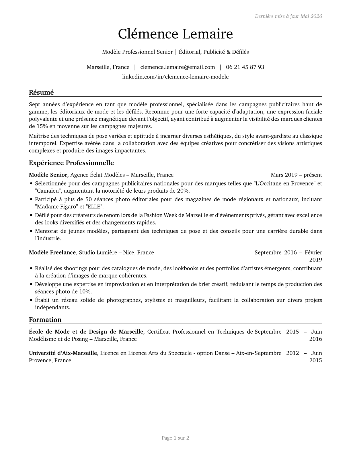 Models CV in French — page 1