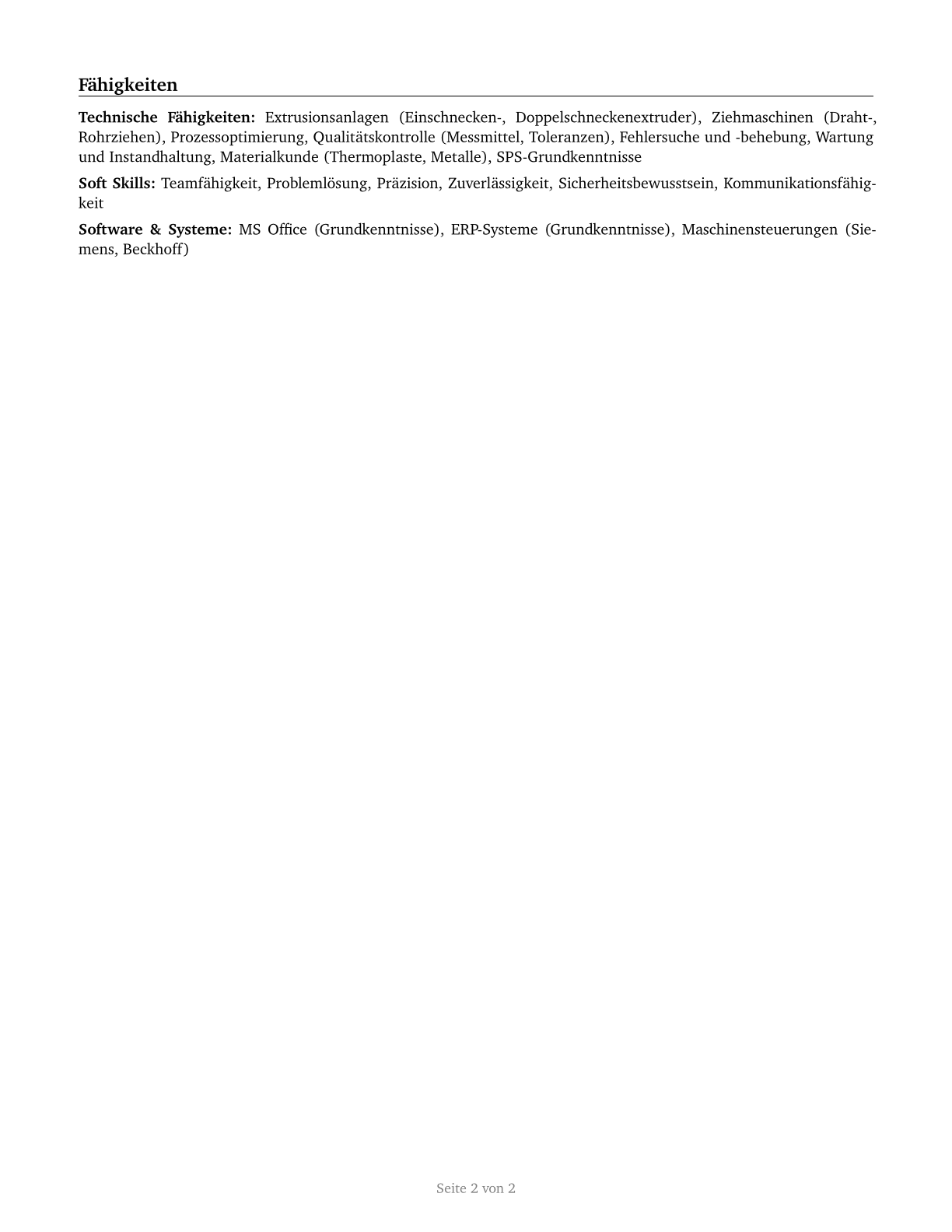 Extruding and Drawing Machine Setters, Operators, and Tenders, Metal and Plastic CV in German — page 2