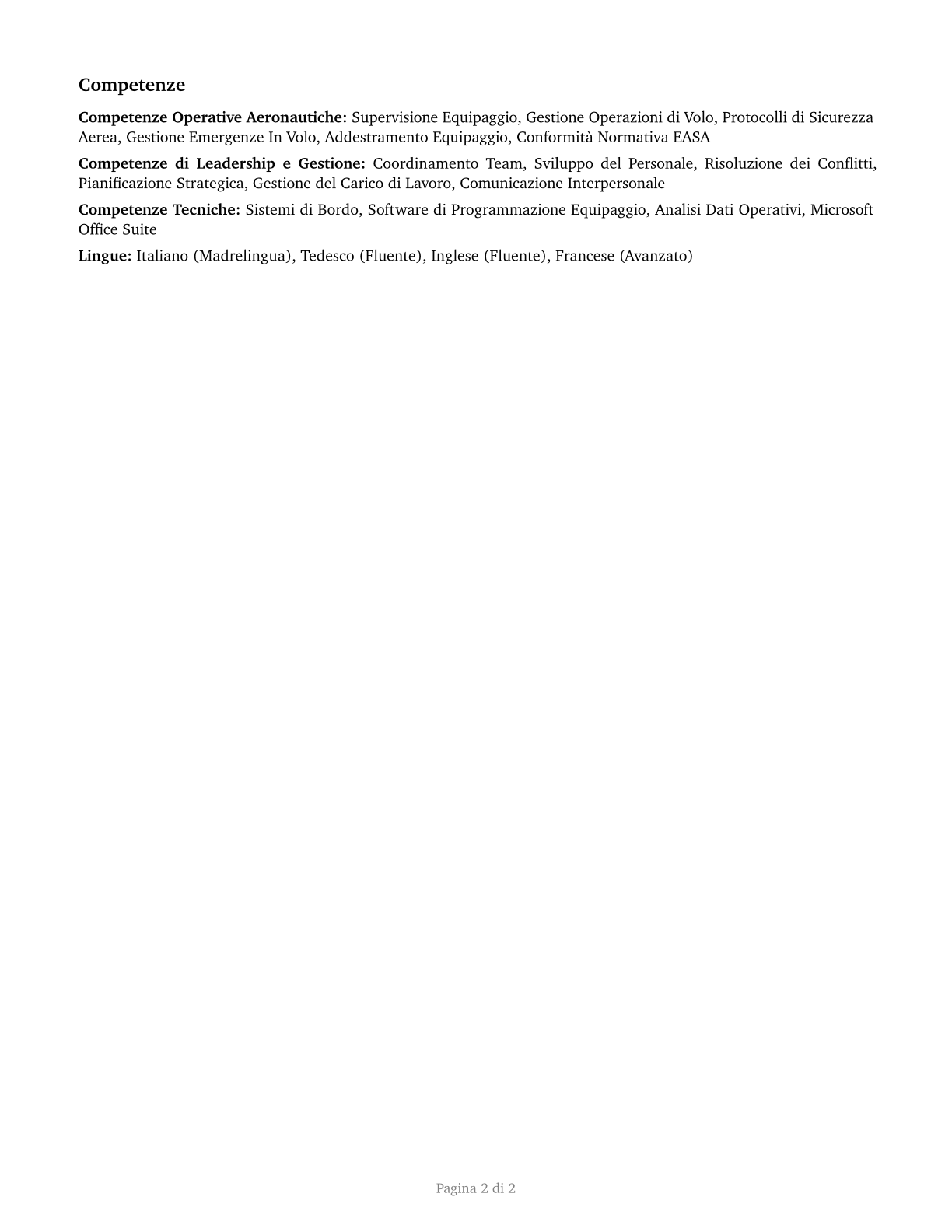 First-Line Supervisors of Air Crew Members CV in Italian — page 2
