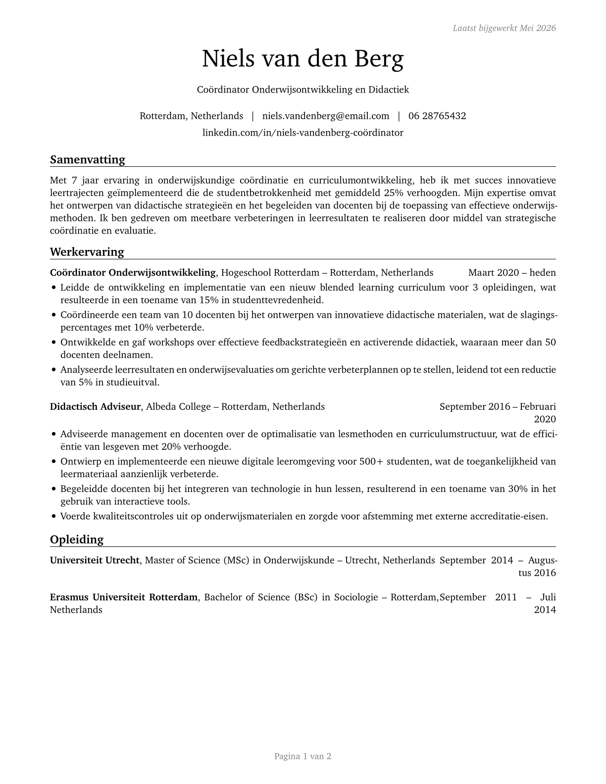 Instructional Coordinators CV in Dutch — page 1