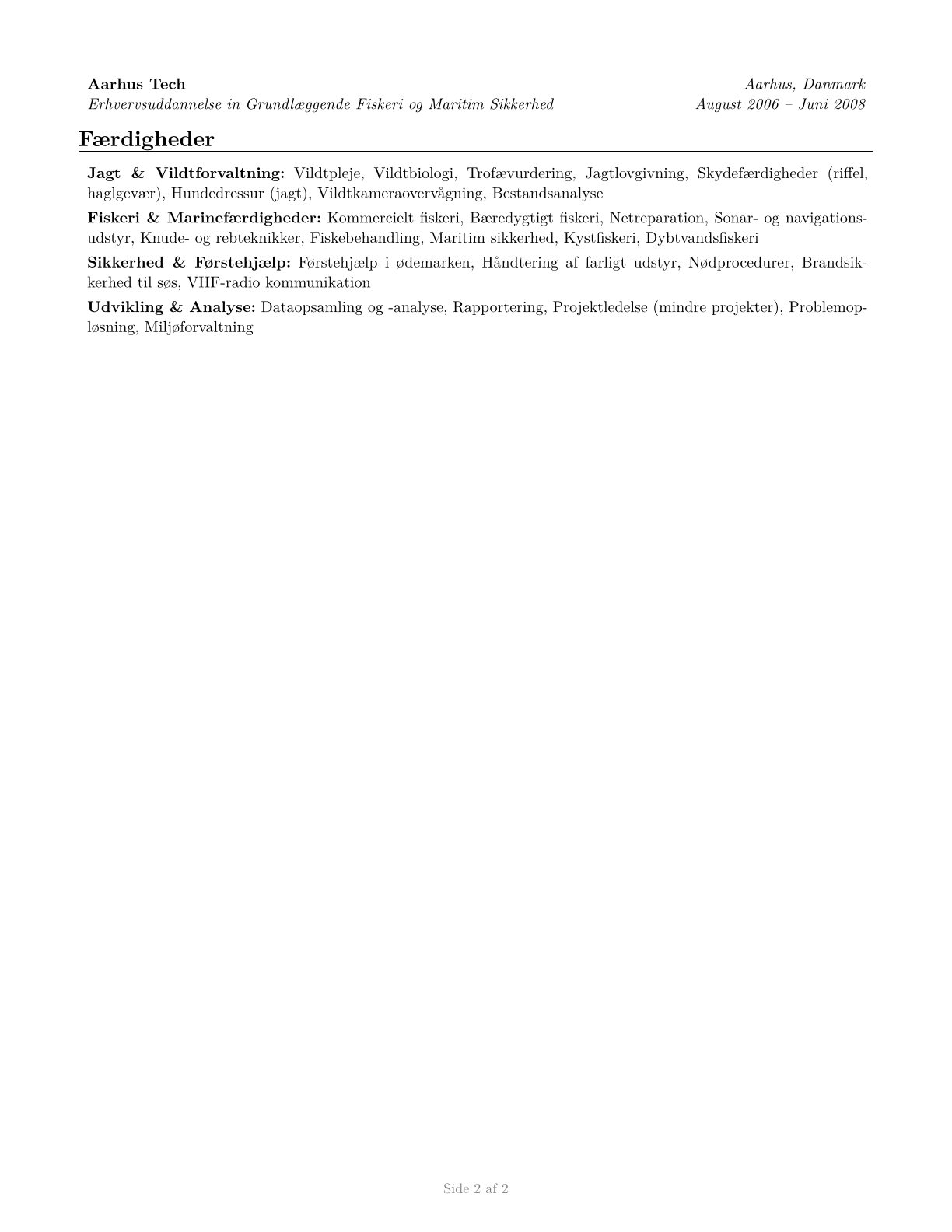Fishing and Hunting Workers CV in Danish — page 2