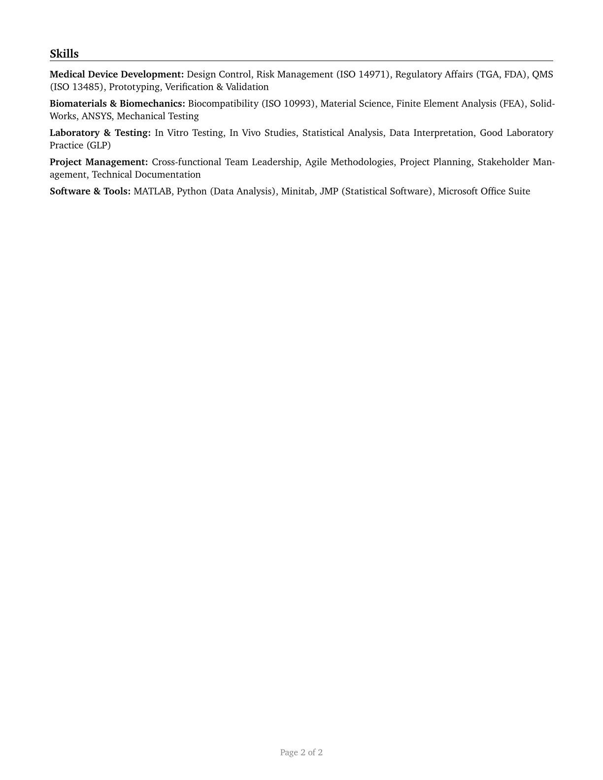 Bioengineers and Biomedical Engineers CV in English — page 2