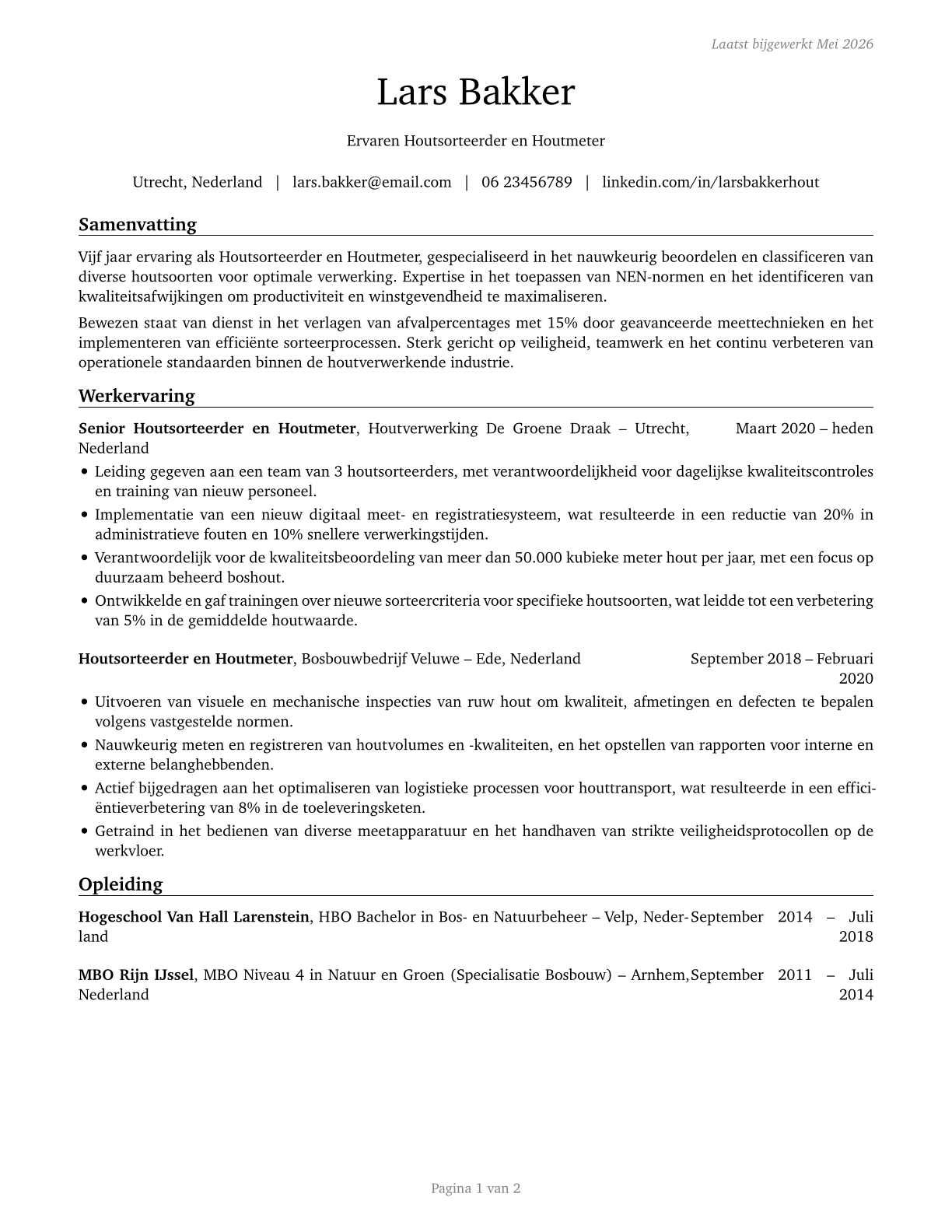 Log Graders and Scalers CV in Dutch — page 1
