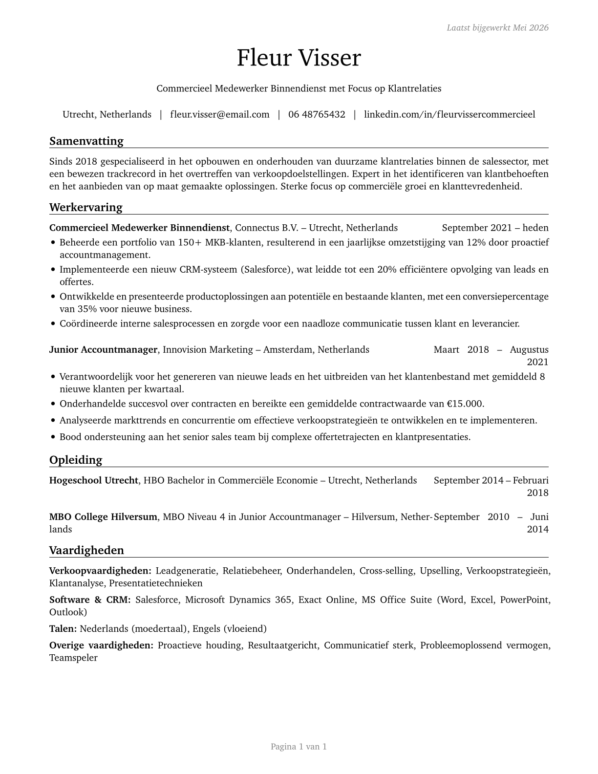 Sales and Related Workers, All Other CV in Dutch — page 1