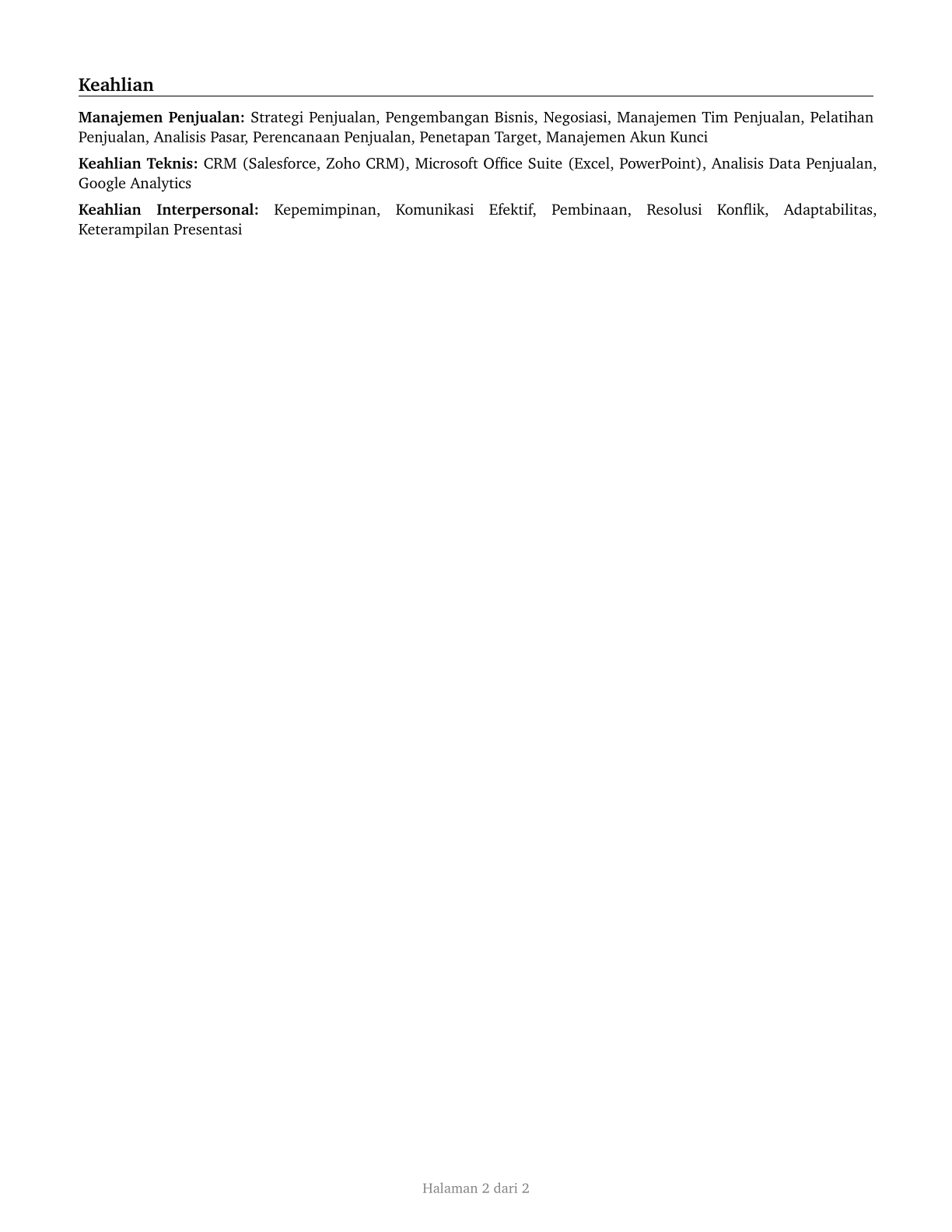 Sales Managers CV in Indonesian — page 2