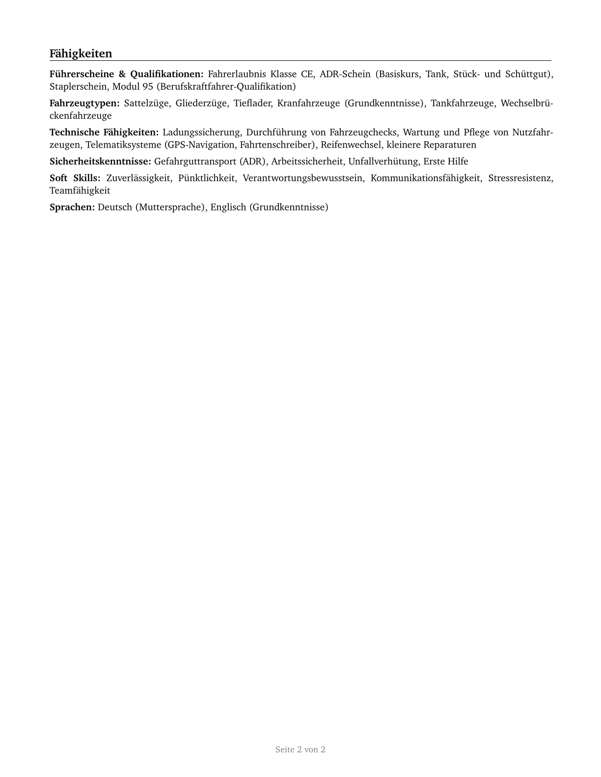 Motor Vehicle Operators, All Other CV in German — page 2