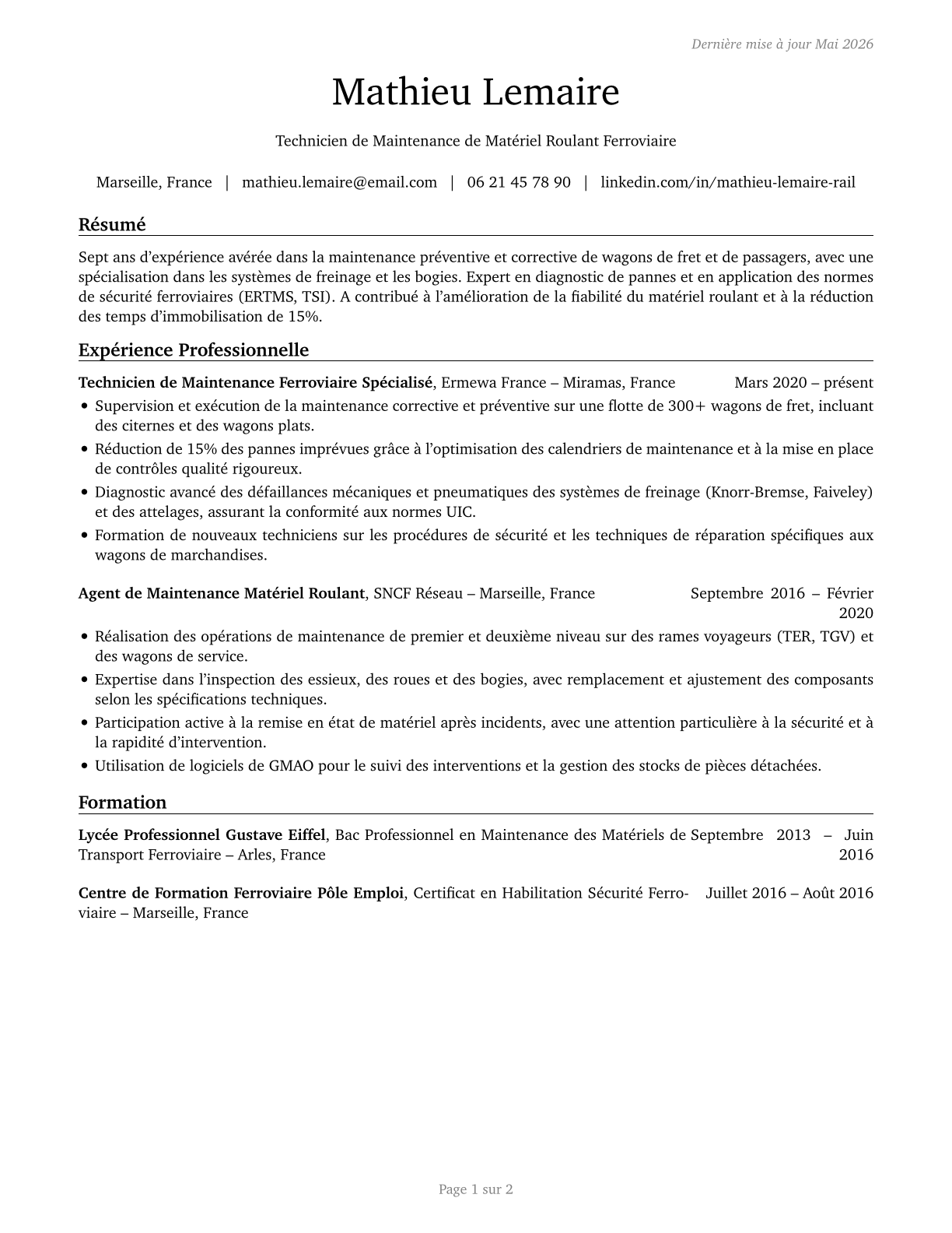Rail Car Repairers CV in French — page 1