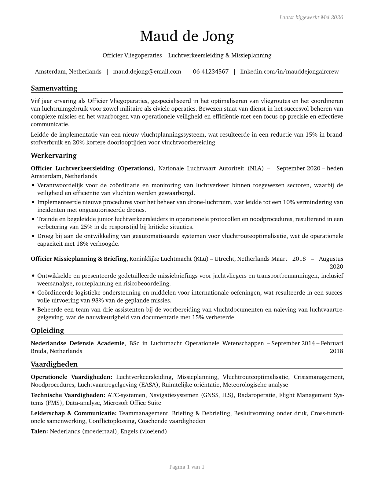 Air Crew Officers CV in Dutch — page 1