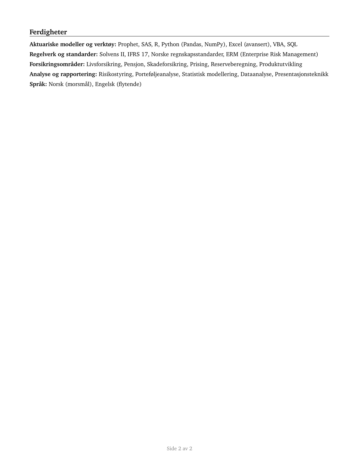 Actuaries CV in Norwegian_bokmal — page 2