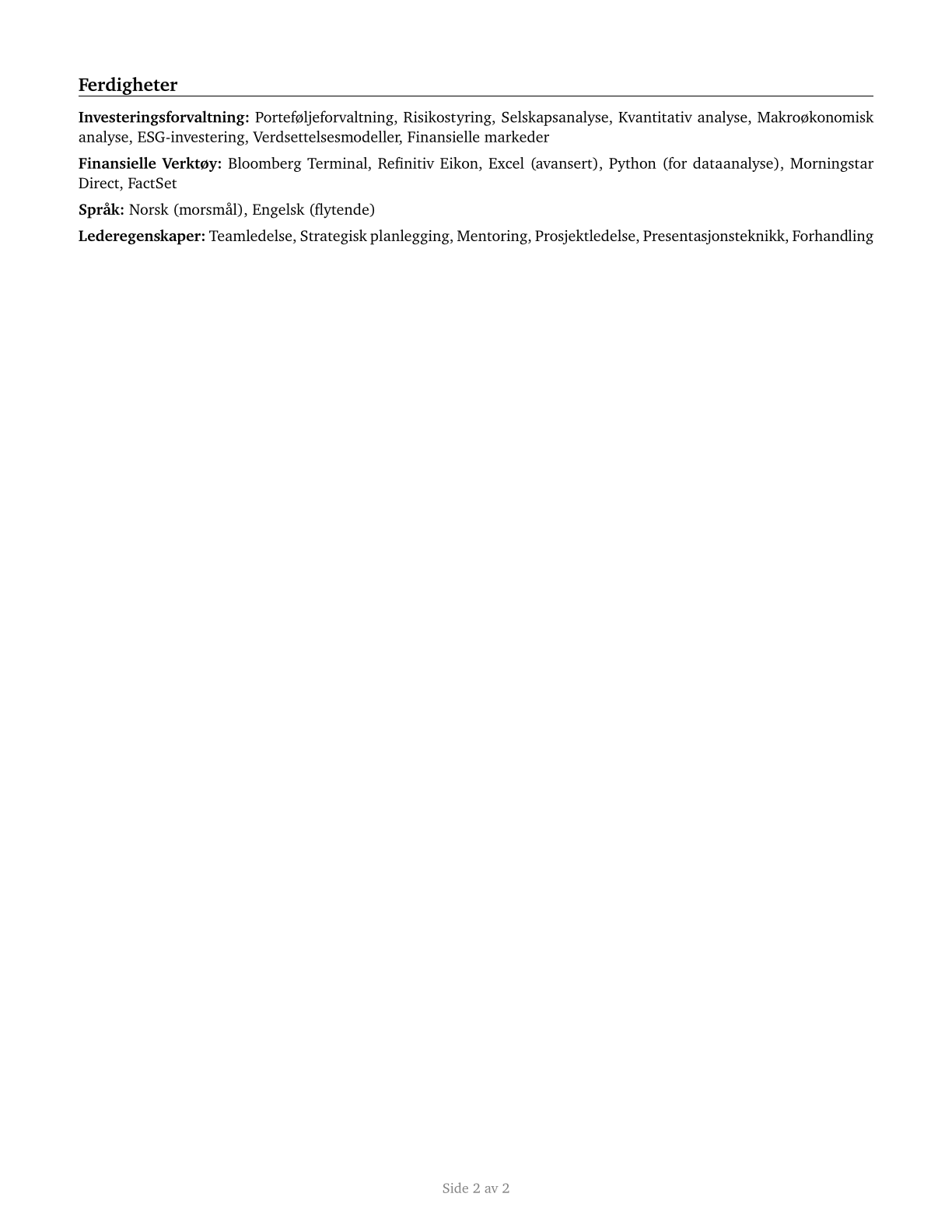 Investment Fund Managers CV in Norwegian_bokmal — page 2