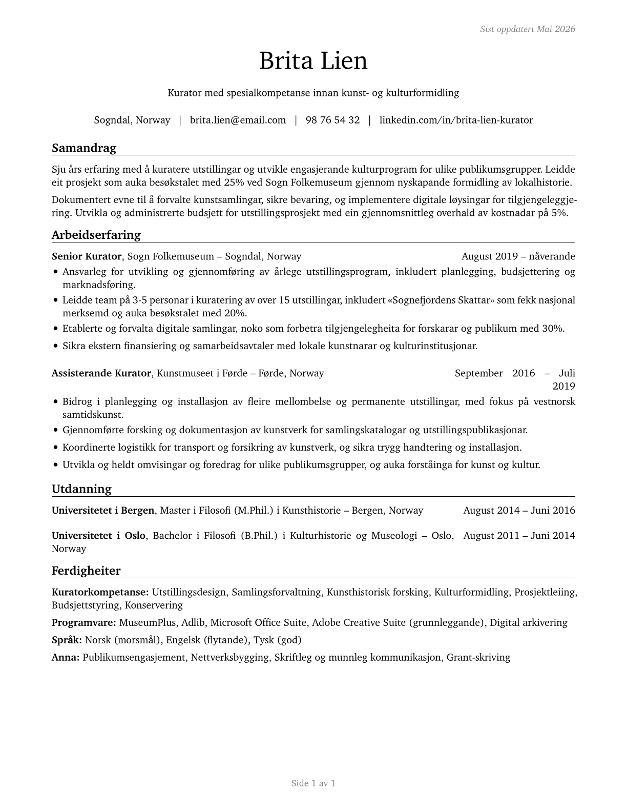 Curators CV in Norwegian_nynorsk — page 1