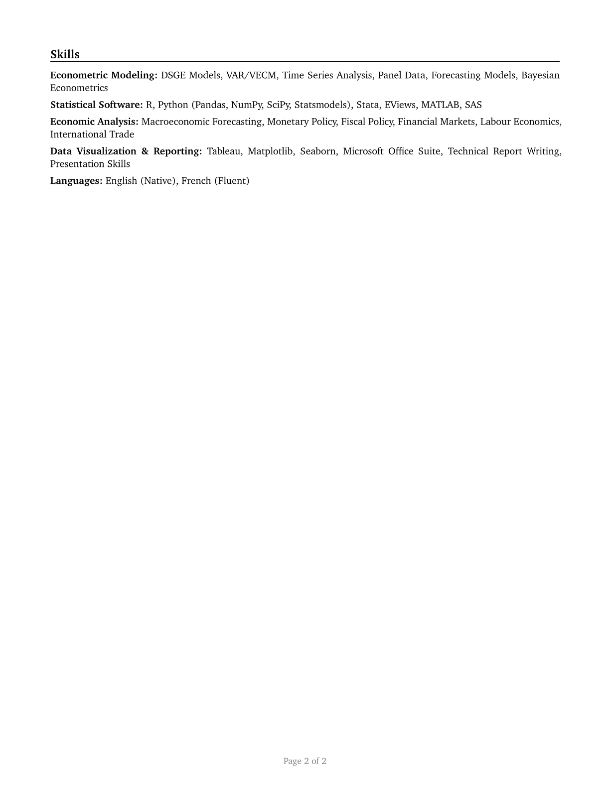 Economists CV in English — page 2